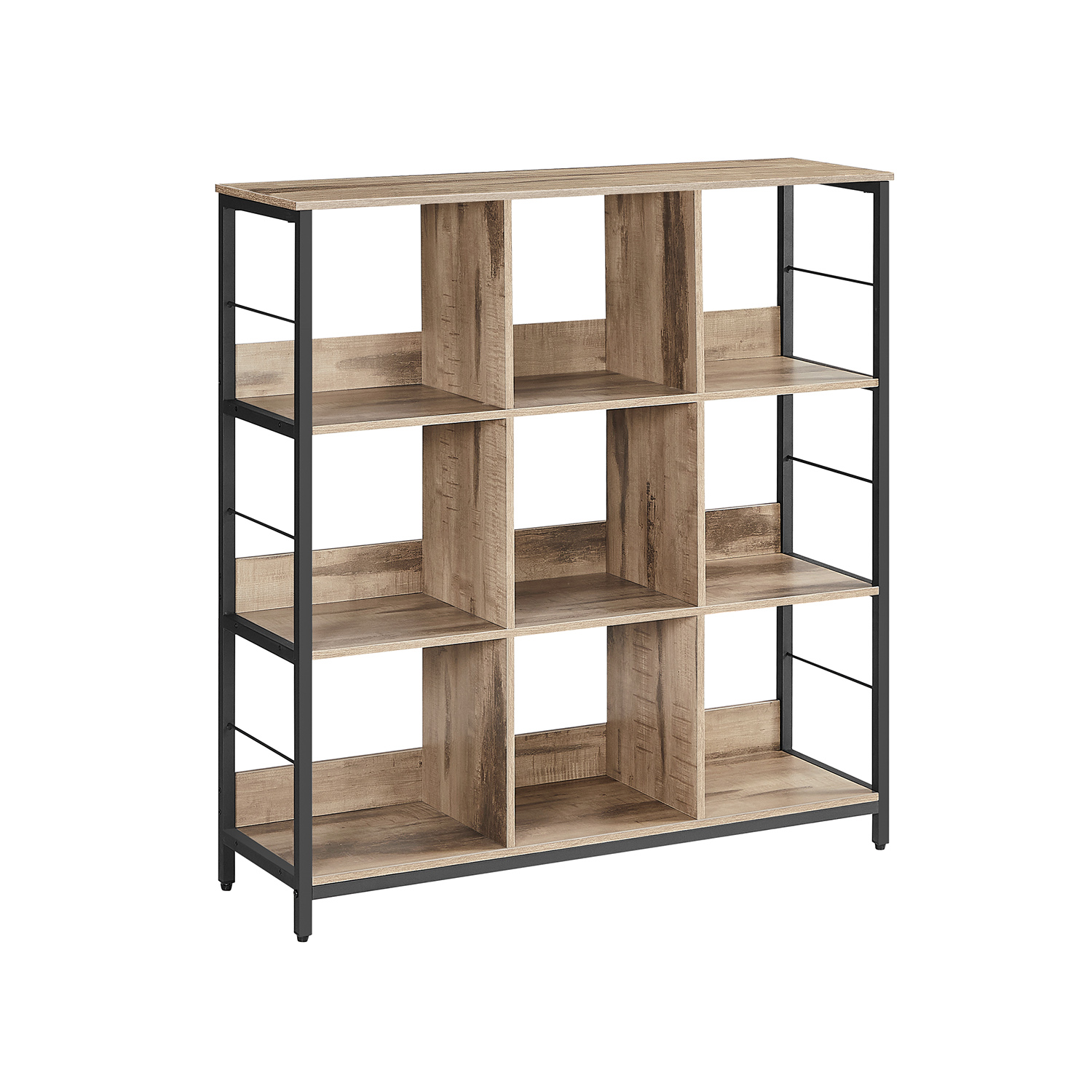 Shelf with 3 levels and 9 compartments