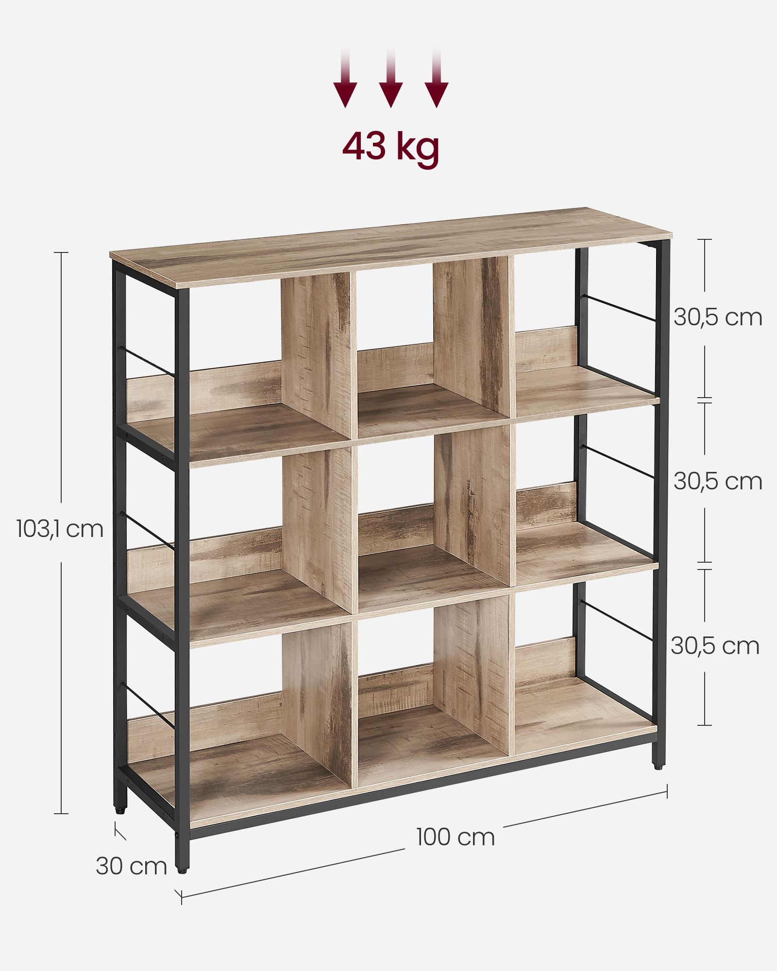 Shelf with 3 levels and 9 compartments - Image 6