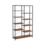 Bookcase, Bookshelf 5 Tier, Standing Display Storage Rack, for Living Room, Office, Study, Bedroom, Kitchen, Easy Assembly, Industrial Style, Rustic Brown and Black