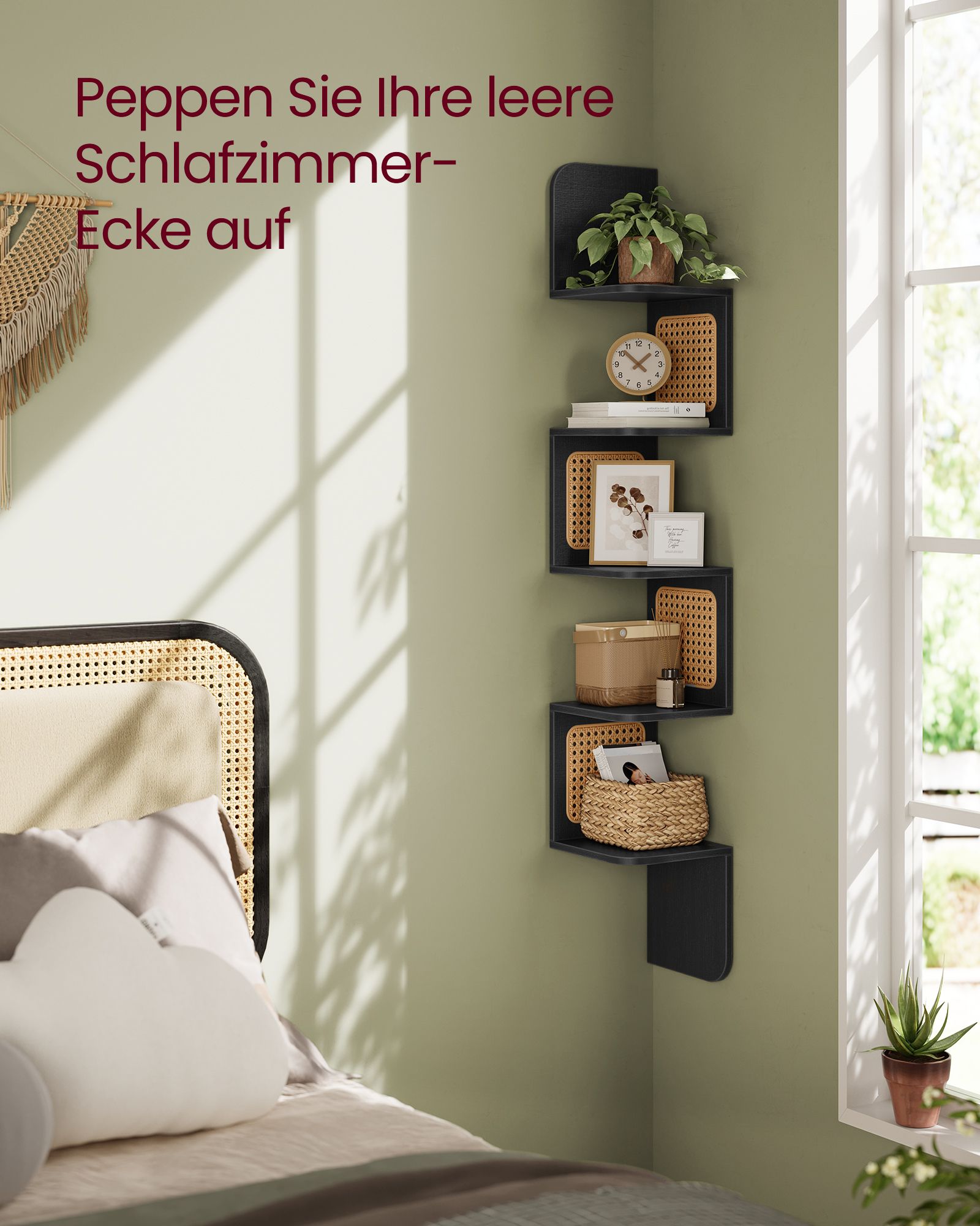 Corner shelf with 5 levels in zigzag shape ash black - Image 3