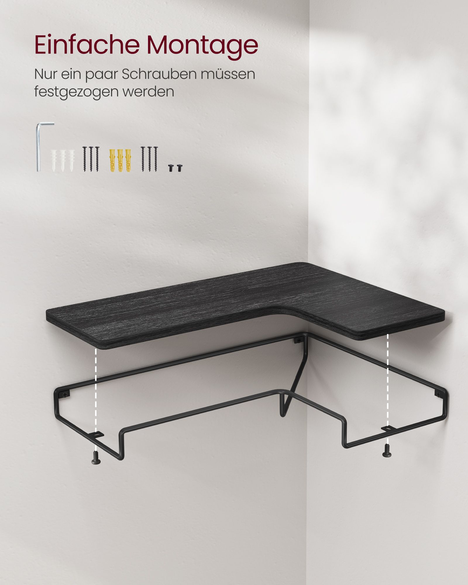 L-shaped corner shelf industrial design black - Image 5