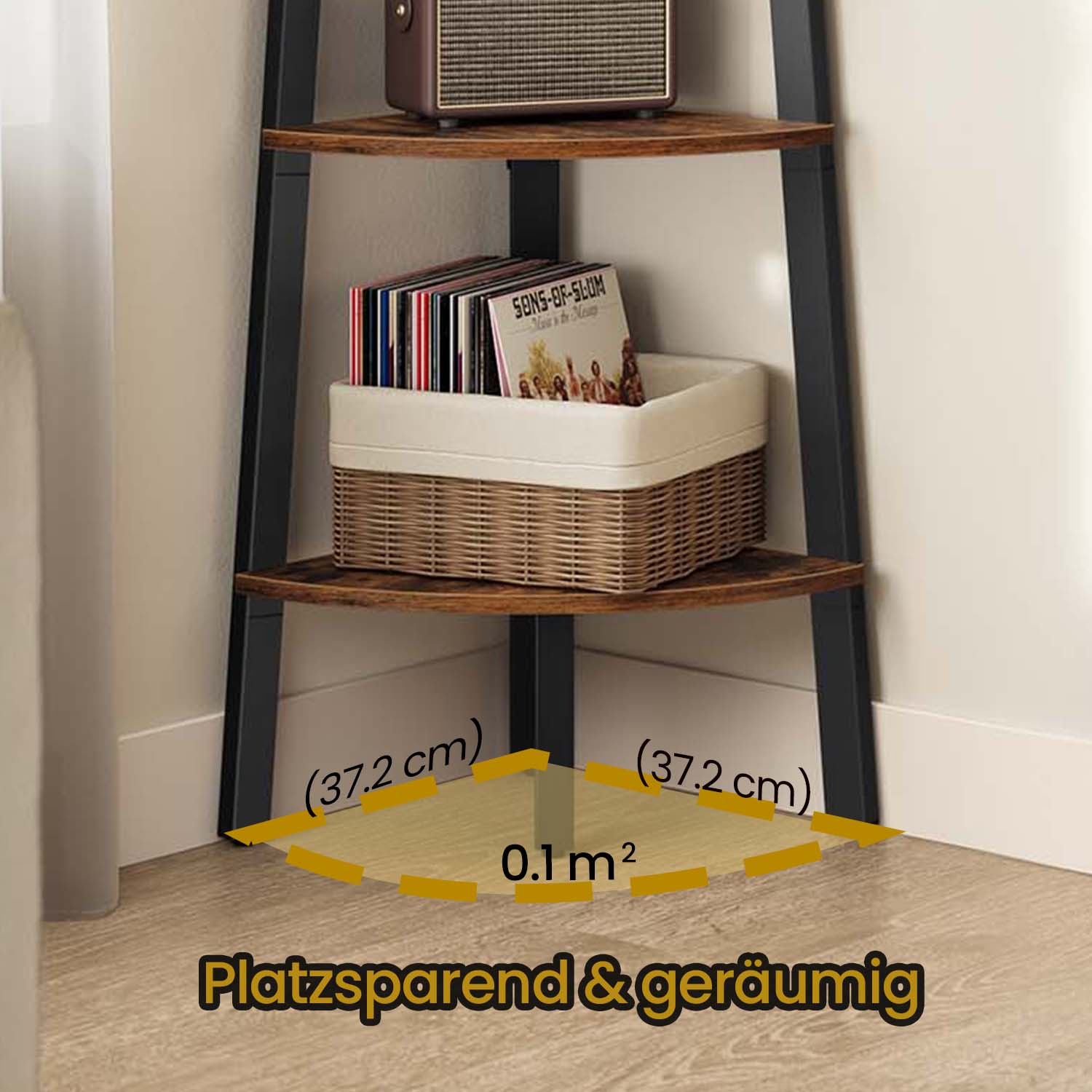 Corner shelf, bookcase with 5 levels, ladder shelf - Image 3