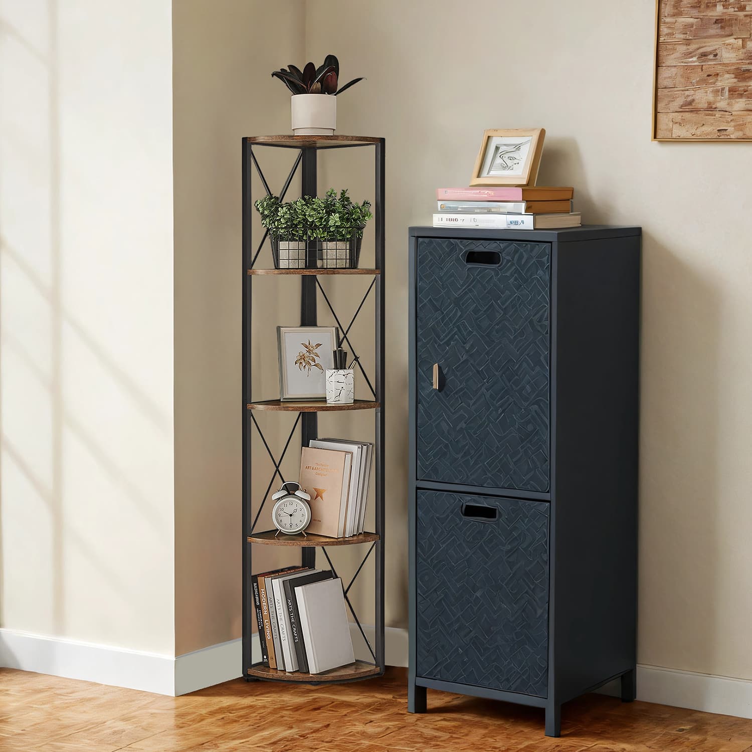 Corner shelf with 5 levels, 160 cm high, bookcase - Image 4