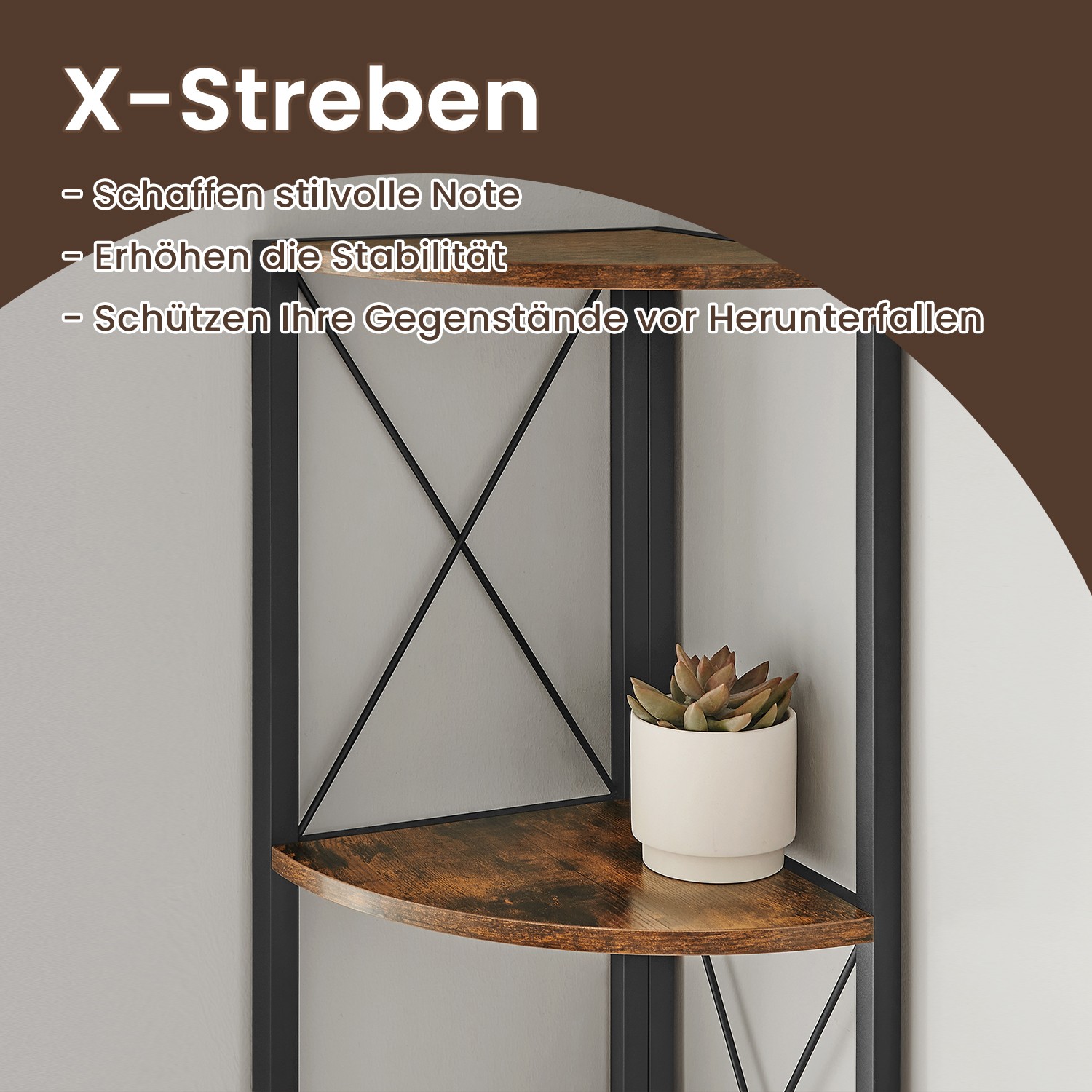 Corner shelf with 5 levels, 160 cm high, bookcase - Image 5