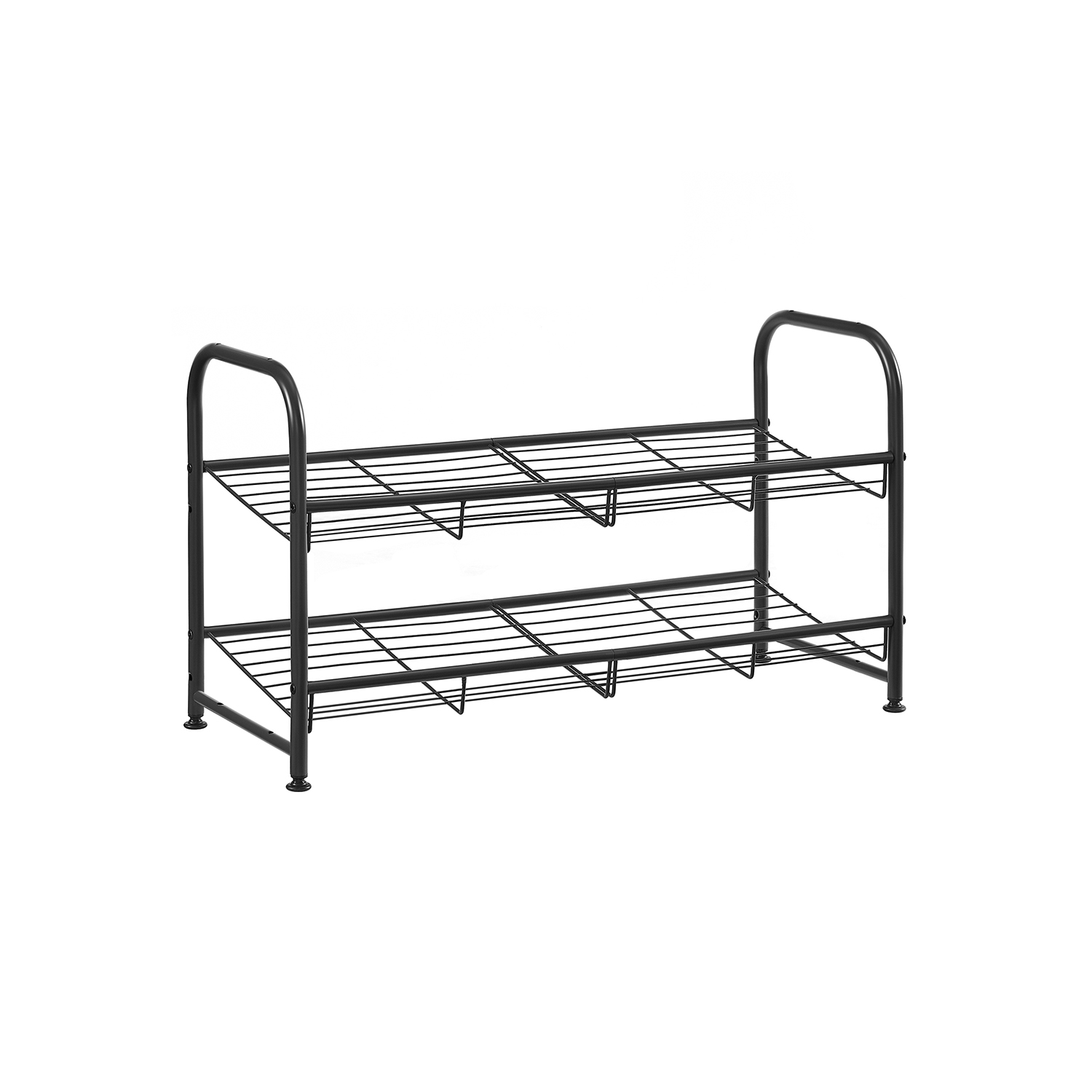 Metal shoe rack with 2 levels