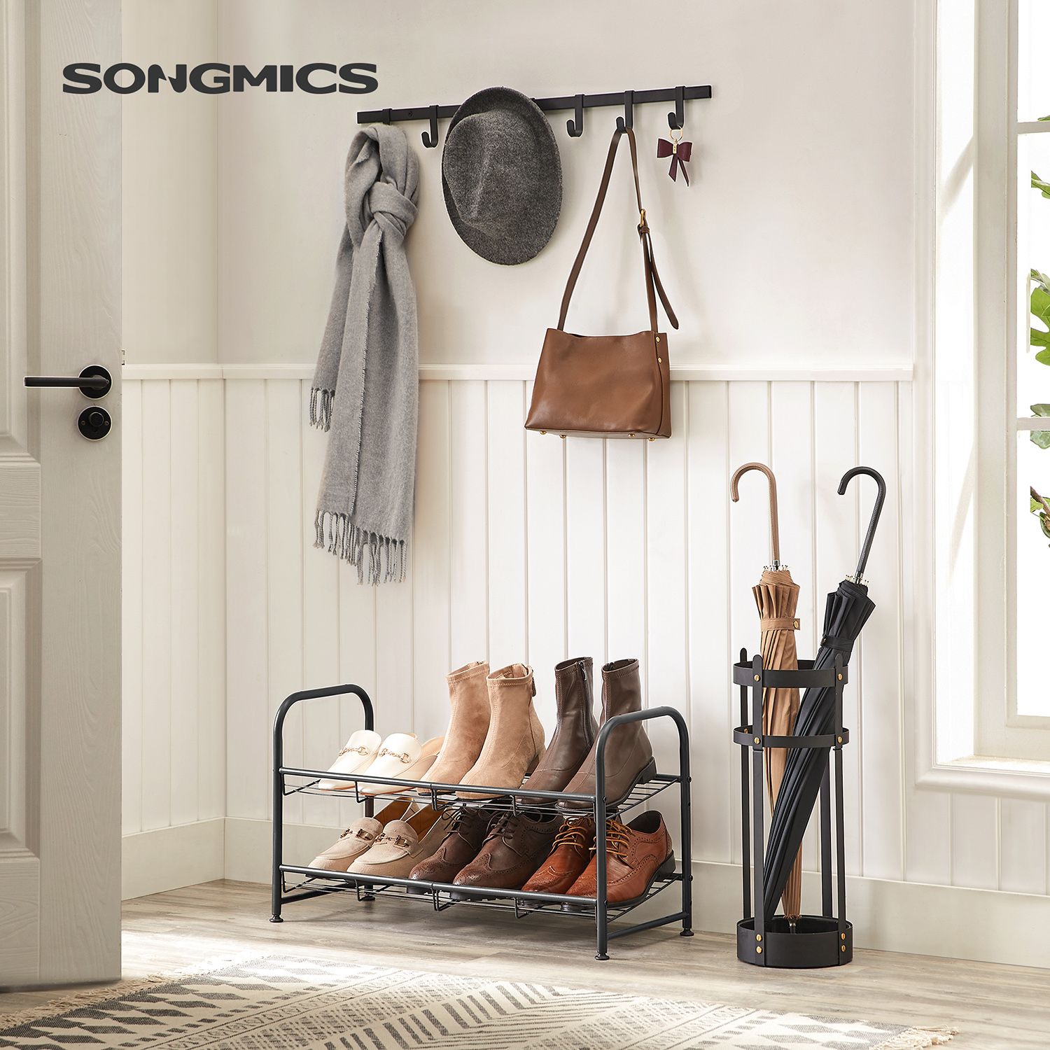 Metal shoe rack with 2 levels - Image 2