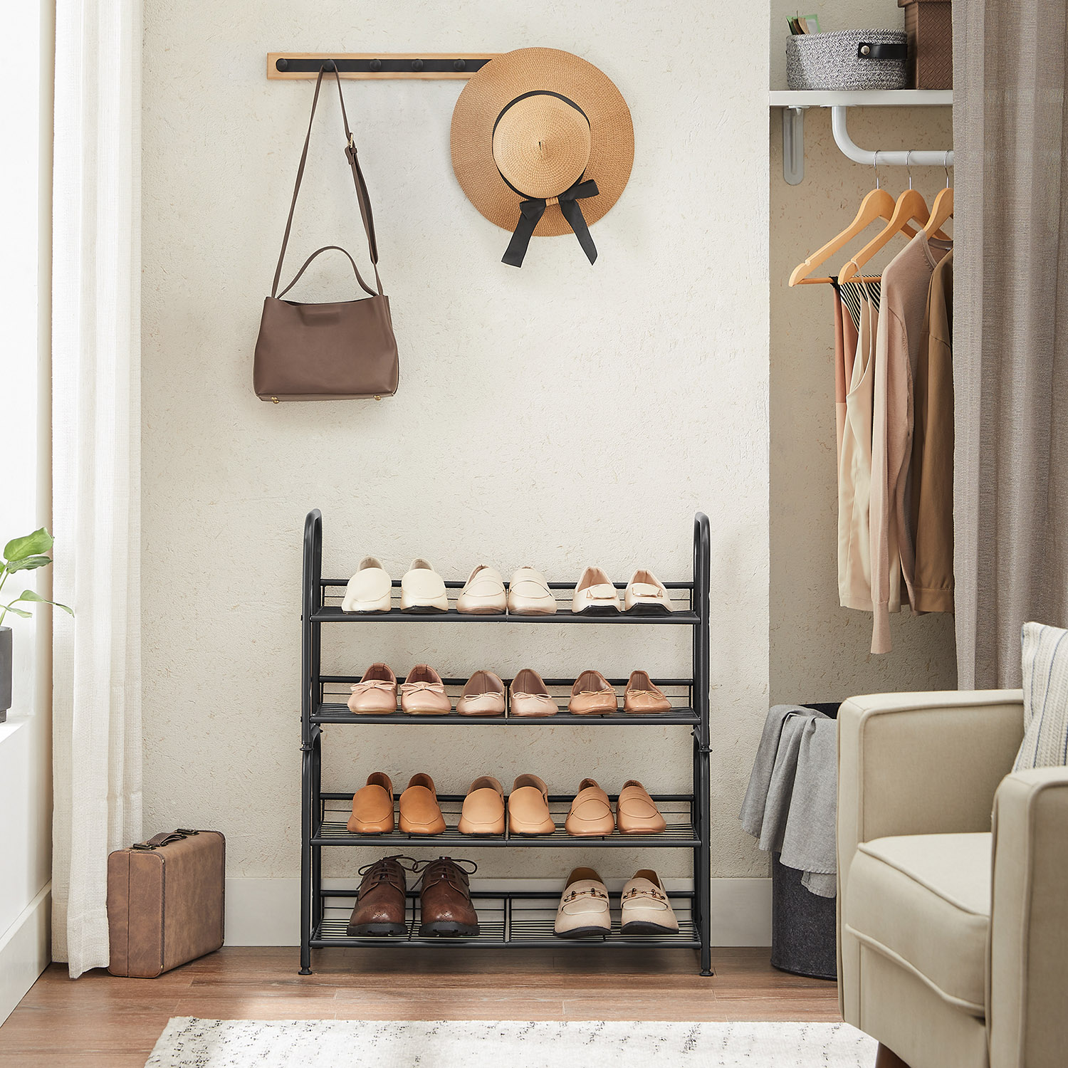 Metal shoe rack with 2 levels - Image 3