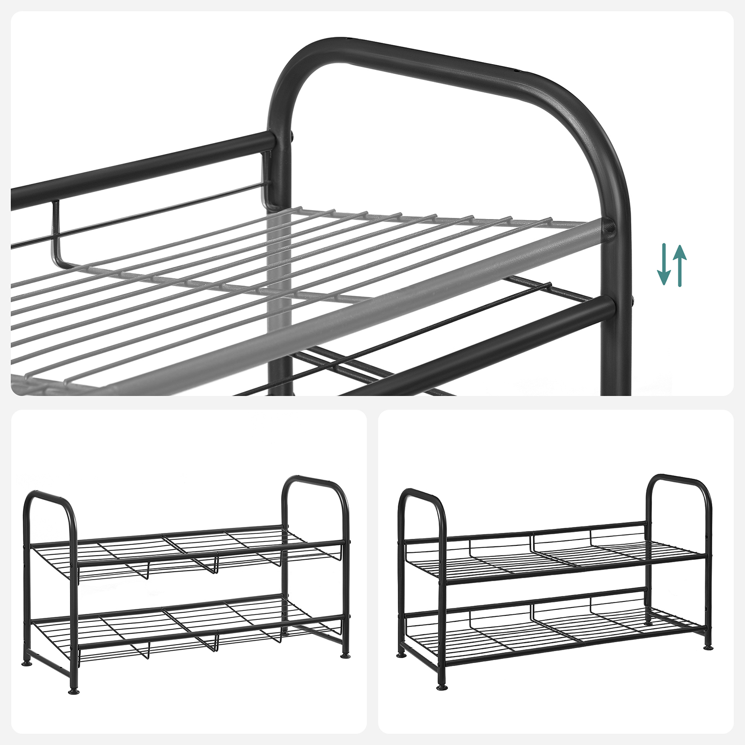 Metal shoe rack with 2 levels - Image 5