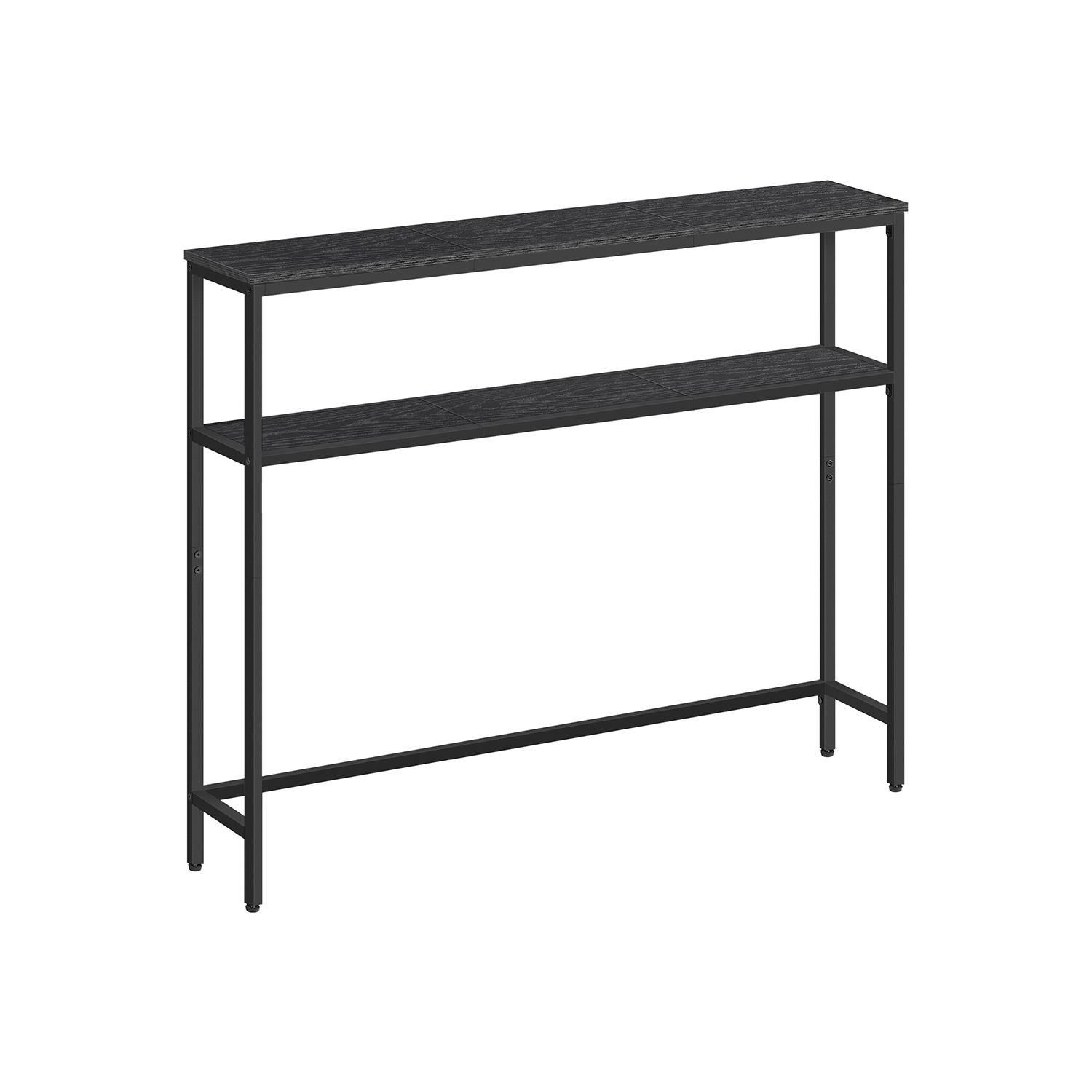 Narrow sofa table with 2 shelves anthracite grey-ink black