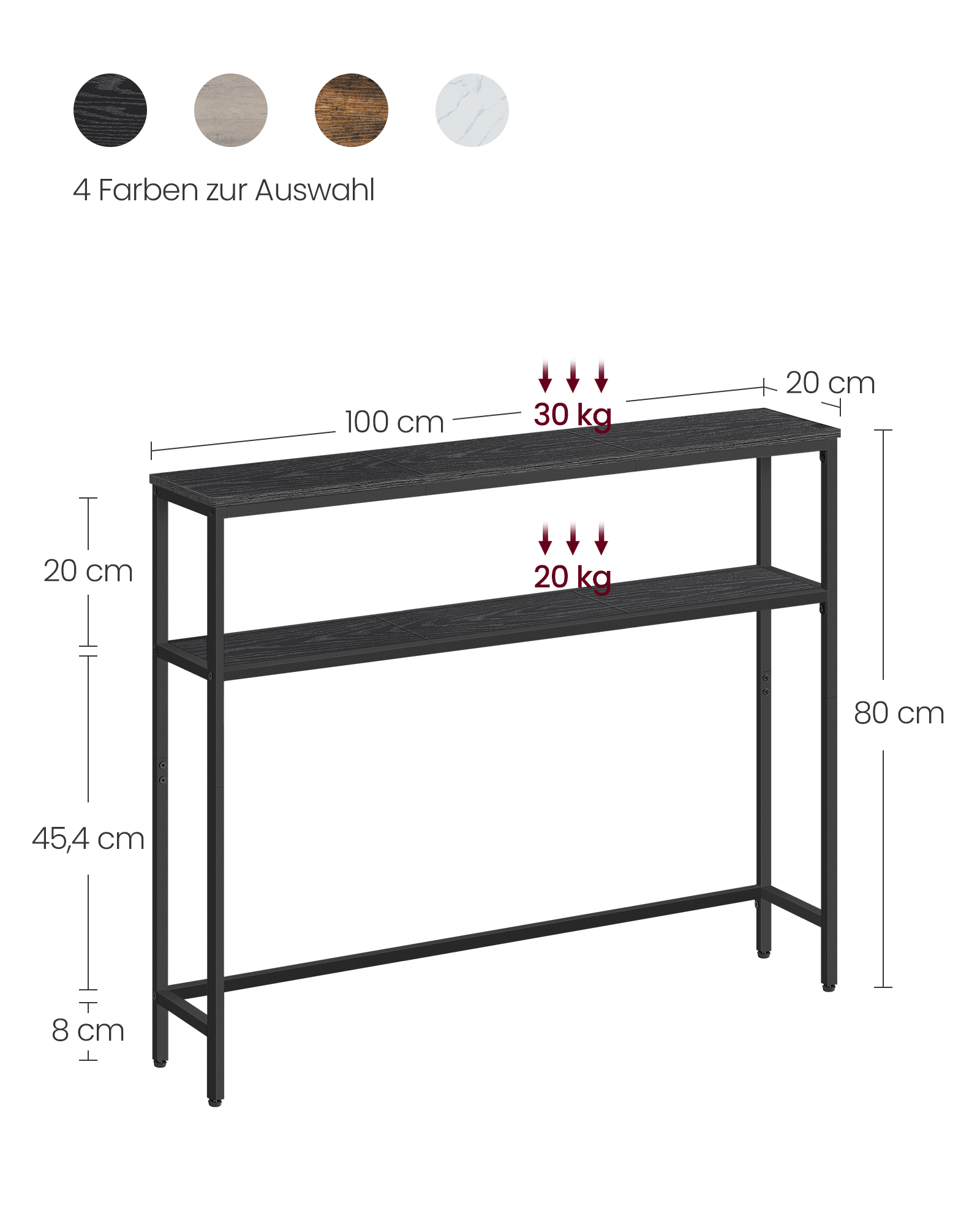 Narrow sofa table with 2 shelves anthracite grey-ink black - Image 5