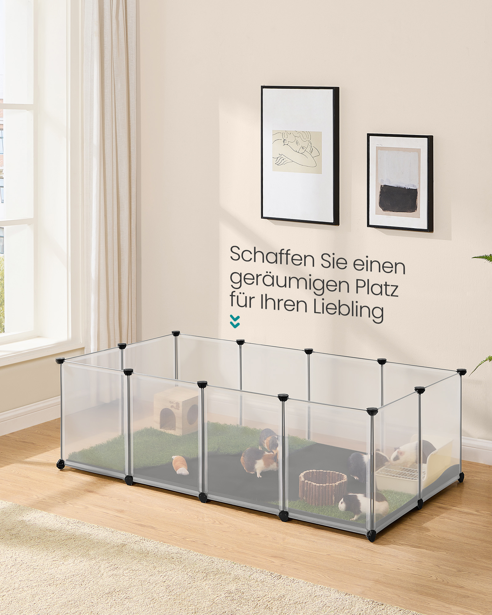Indhegning til små dyr med bundplader 125 x 63 x 42 cm - Billede 2