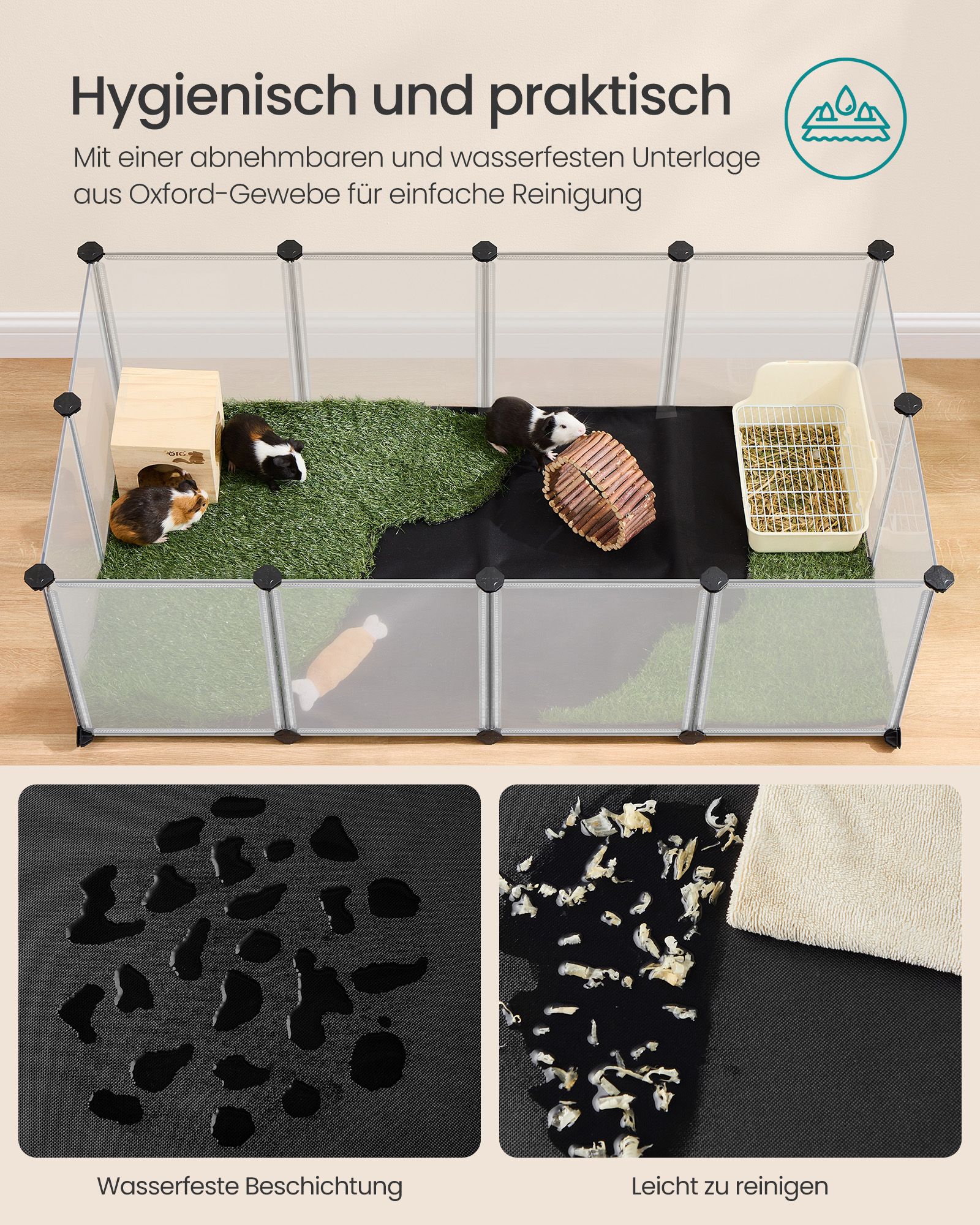 Indhegning til små dyr med bundplader 125 x 63 x 42 cm - Billede 4