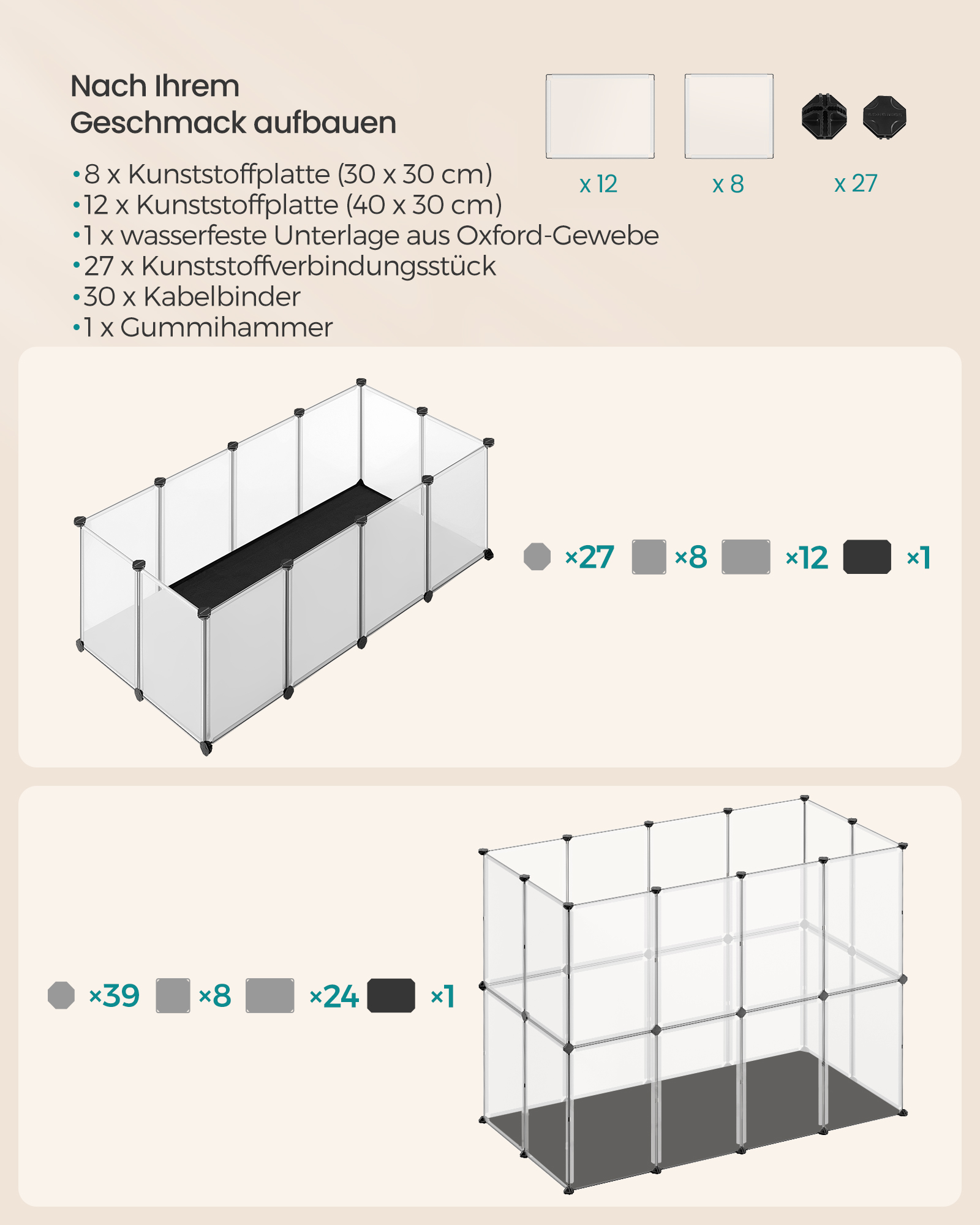 Indhegning til små dyr med bundplader 125 x 63 x 42 cm - Billede 5