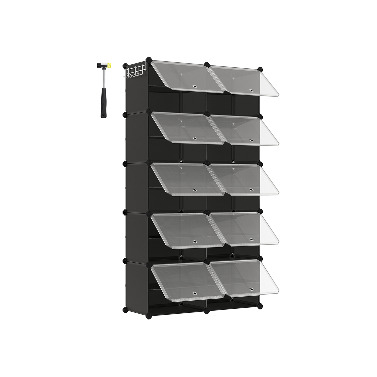 Shoe rack with 10 compartments black