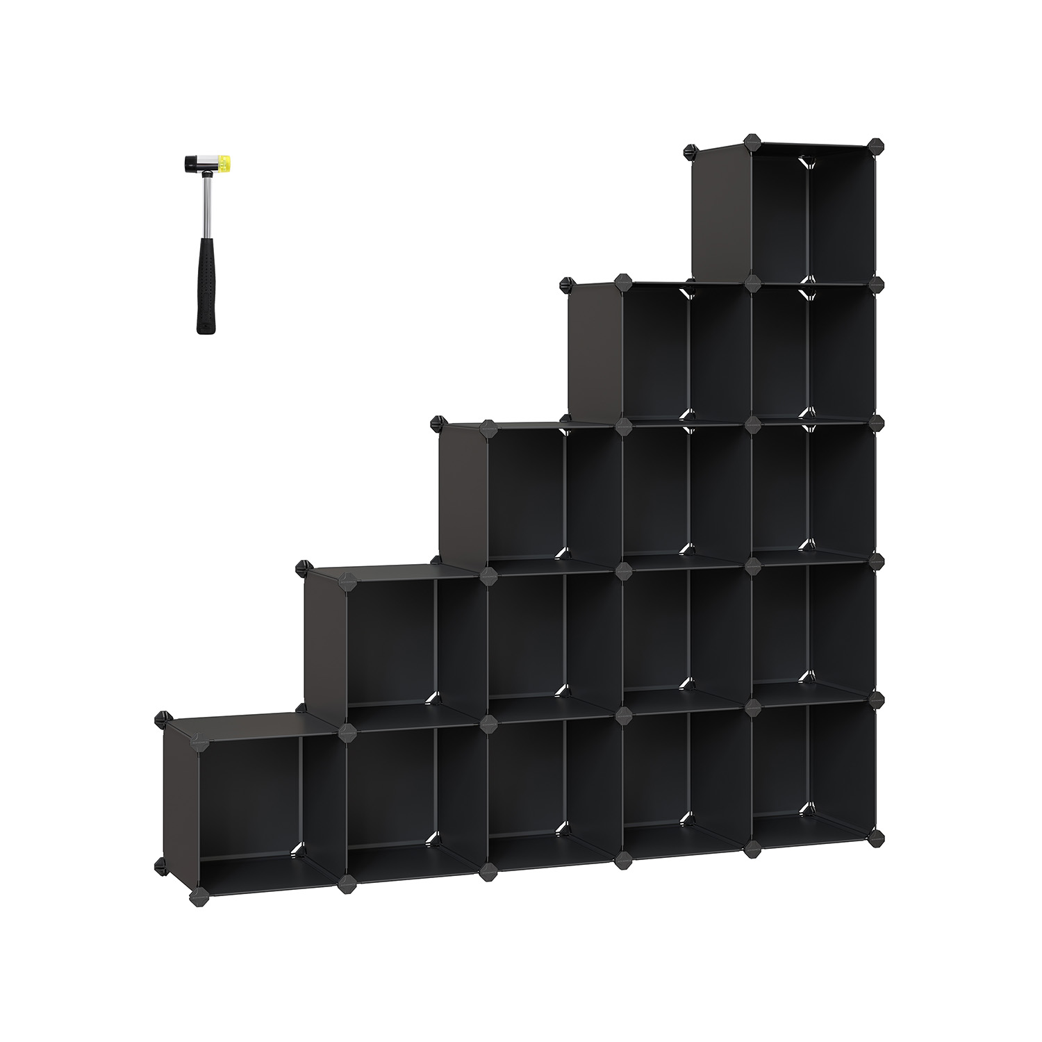 15-Cube Storage Unit, Shoe Rack, DIY Shelving System, Stackable Cubes, PP Plastic Shelf, Wardrobe, Closet Divider, for Bedroom, Office, Black LPC44BK