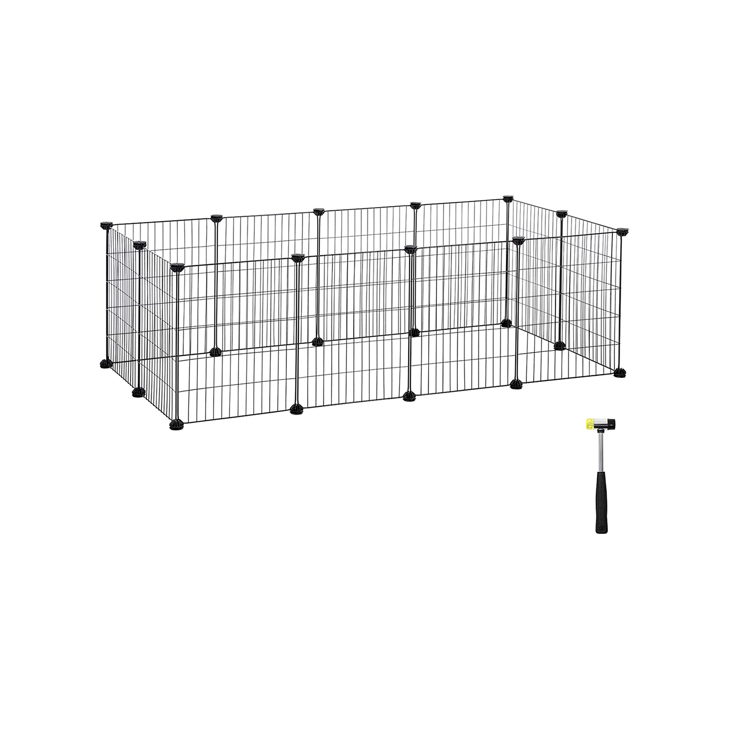 Marsvinegård, indendørs kaninbur, stort løbegård, DIY metalhegn til hamster, kæledyr, små dyr, sort