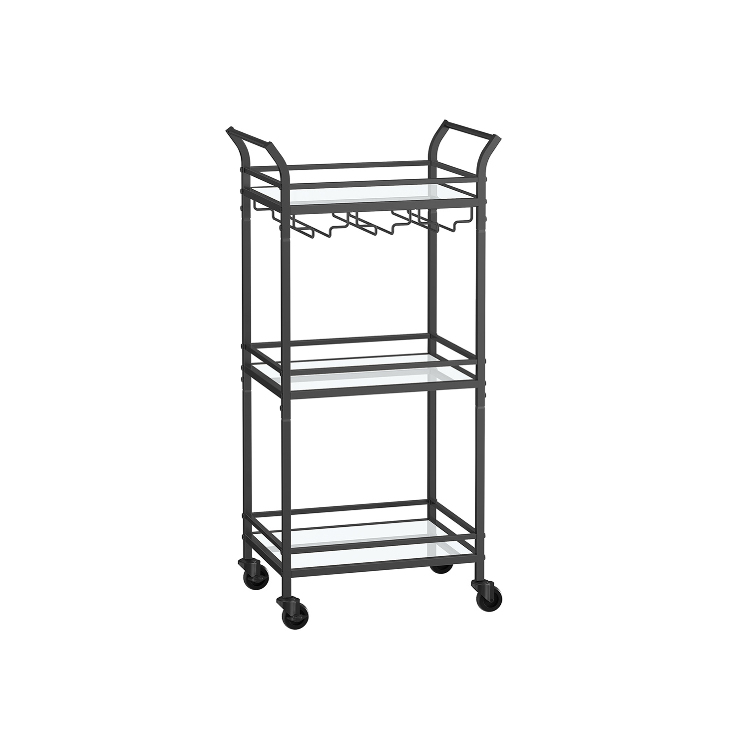 Serving trolley with castors black