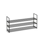 3-Tier Shoe Rack, Shoe Storage Organiser, Metal Storage Rack, Fits 15 to 18 Pairs of Shoes, Stackable Shoe Shelf, for Hallway, Living Room, Bedroom, 116 x 30 x 55 cm, Black LSA033B01