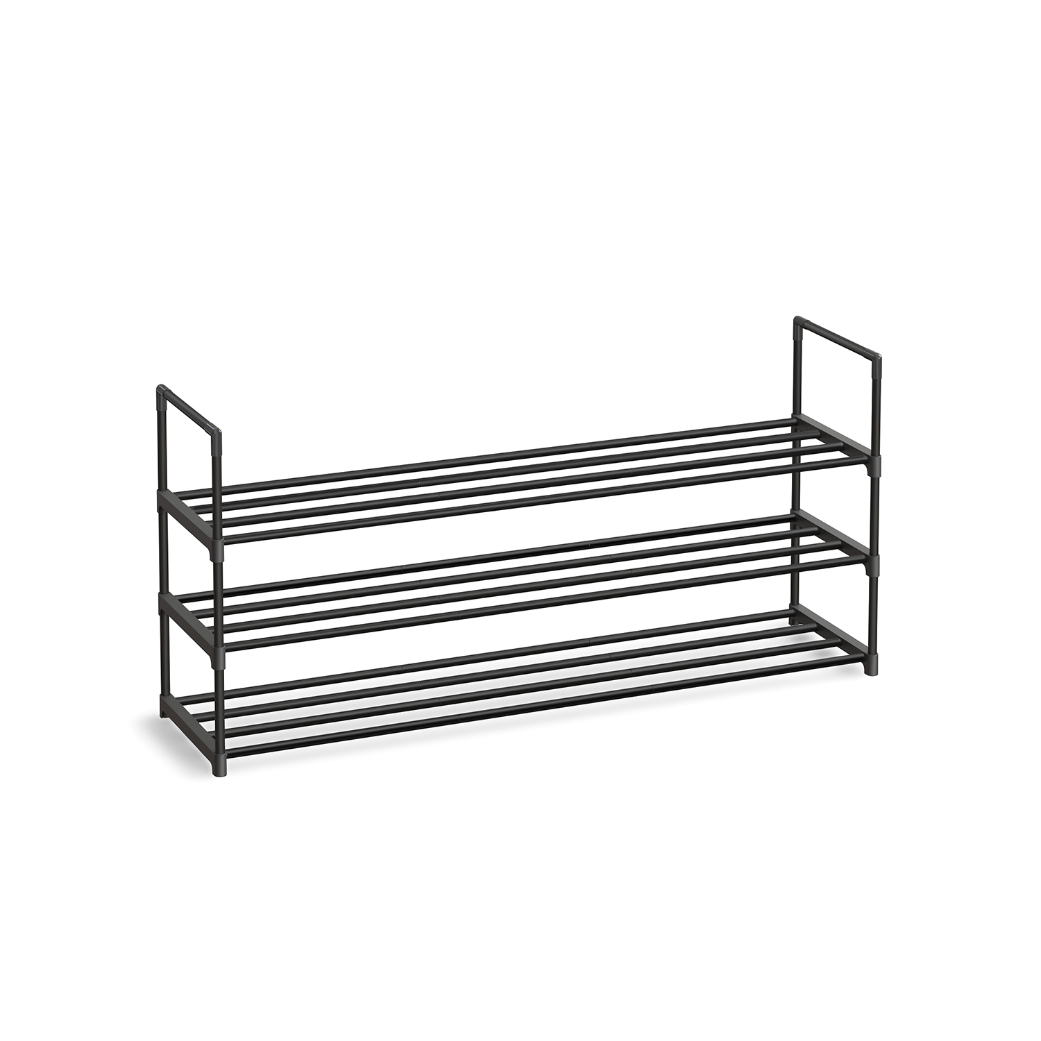 3-Tier Shoe Rack, Shoe Storage Organiser, Metal Storage Rack, Fits 15 to 18 Pairs of Shoes, Stackable Shoe Shelf, for Hallway, Living Room, Bedroom, 116 x 30 x 55 cm, Black LSA033B01
