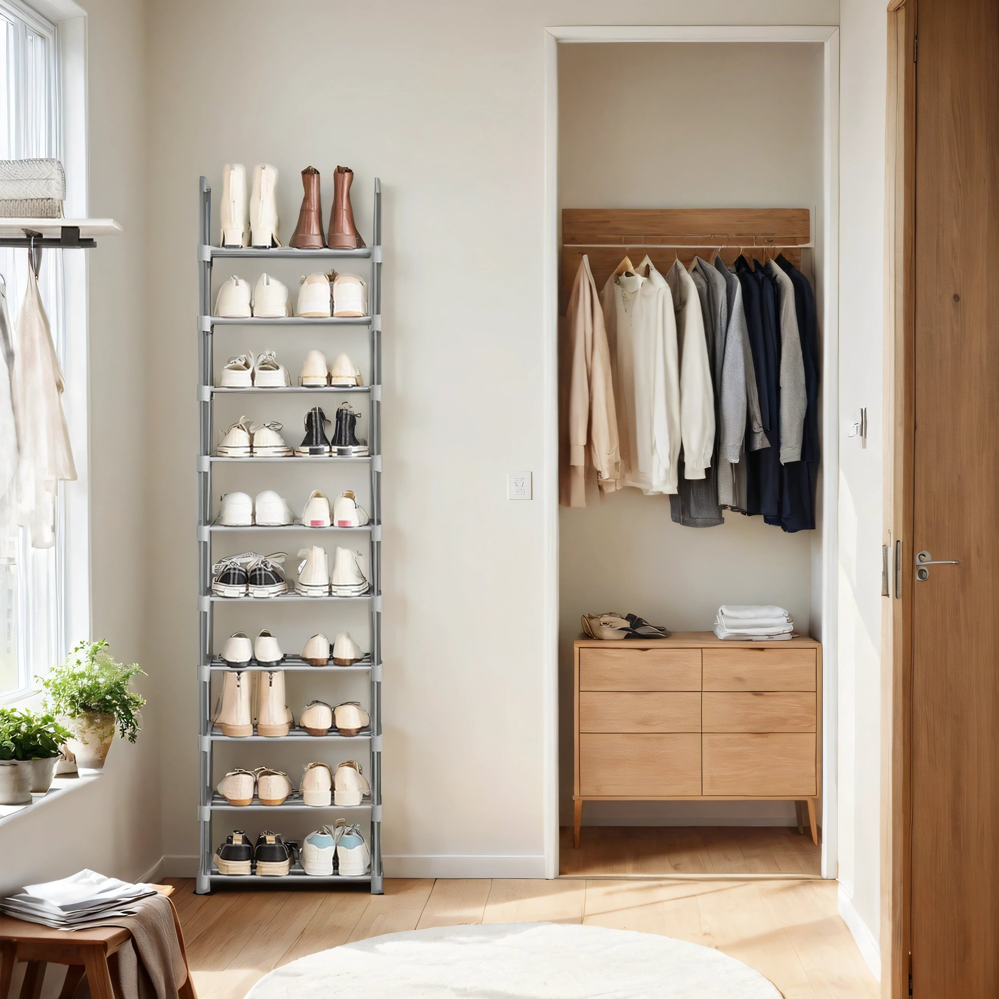 Shoe rack with 10 levels, open shoe cabinet high, shoe rack narrow - Image 2