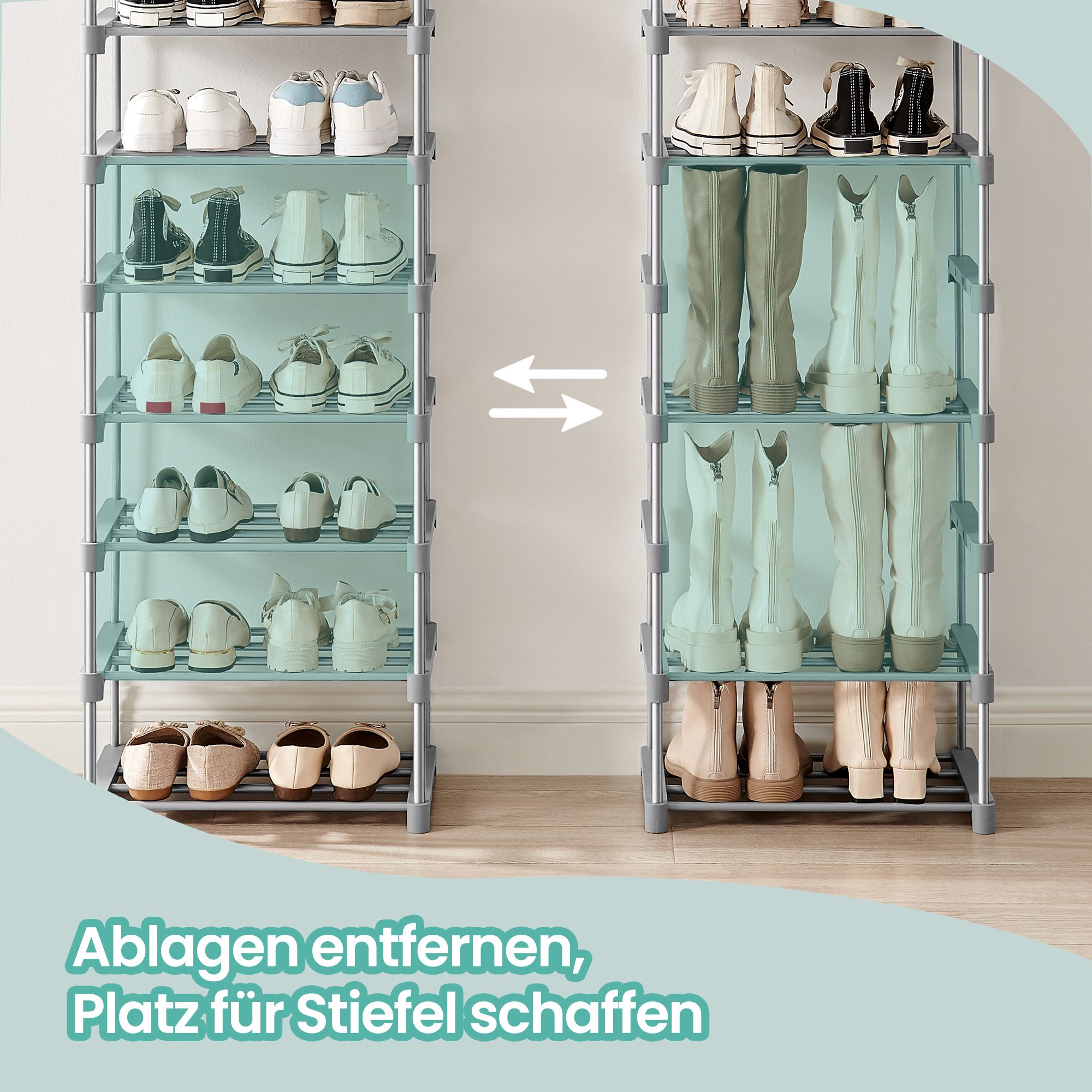Shoe rack with 10 levels, open shoe cabinet high, shoe rack narrow - Image 3