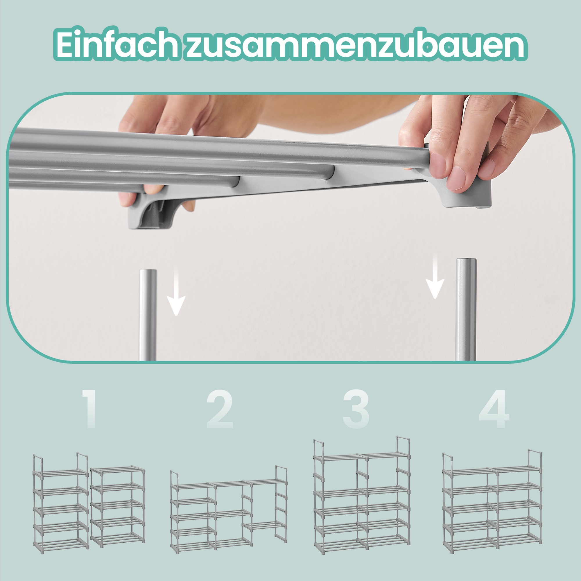 Shoe rack with 10 levels, open shoe cabinet high, shoe rack narrow - Image 4