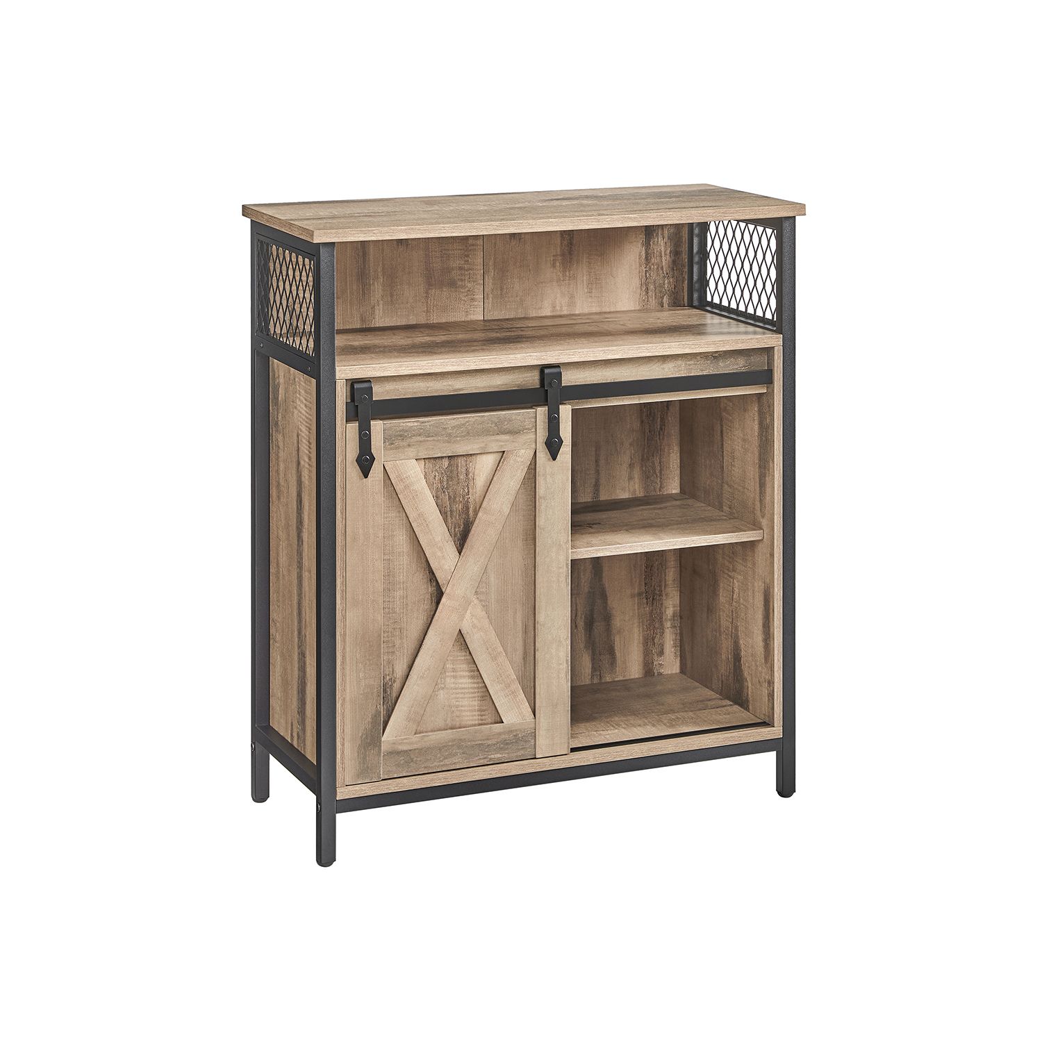 Sideboard with sliding door country style oak-brown-black