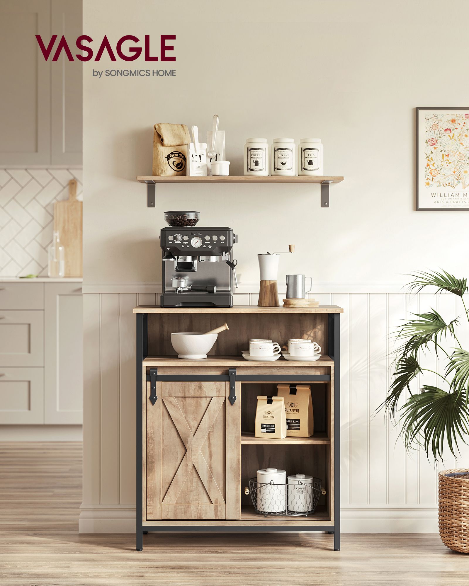 Sideboard with sliding door country style oak-brown-black - Image 2