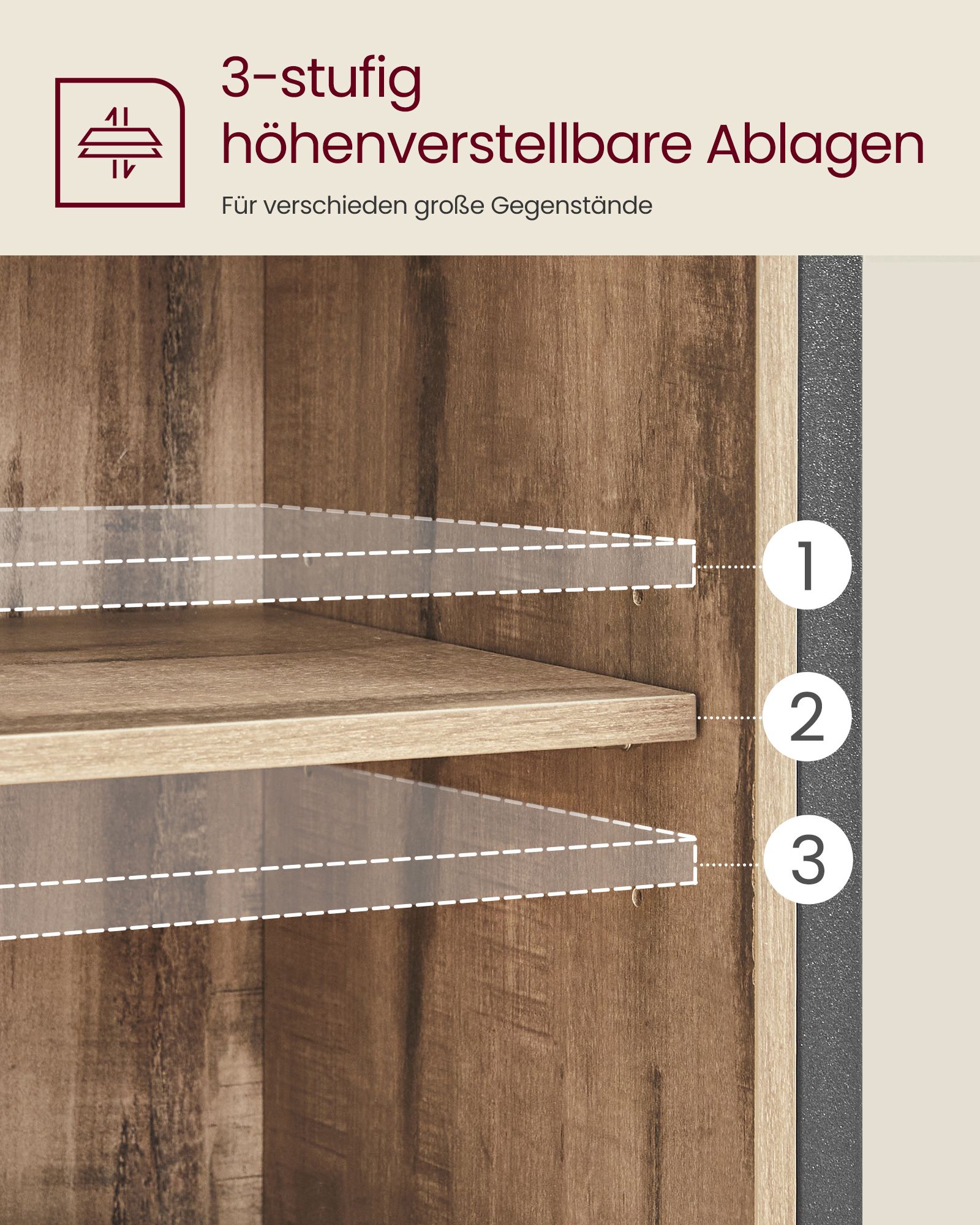 Sideboard with sliding door country style oak-brown-black - Image 4