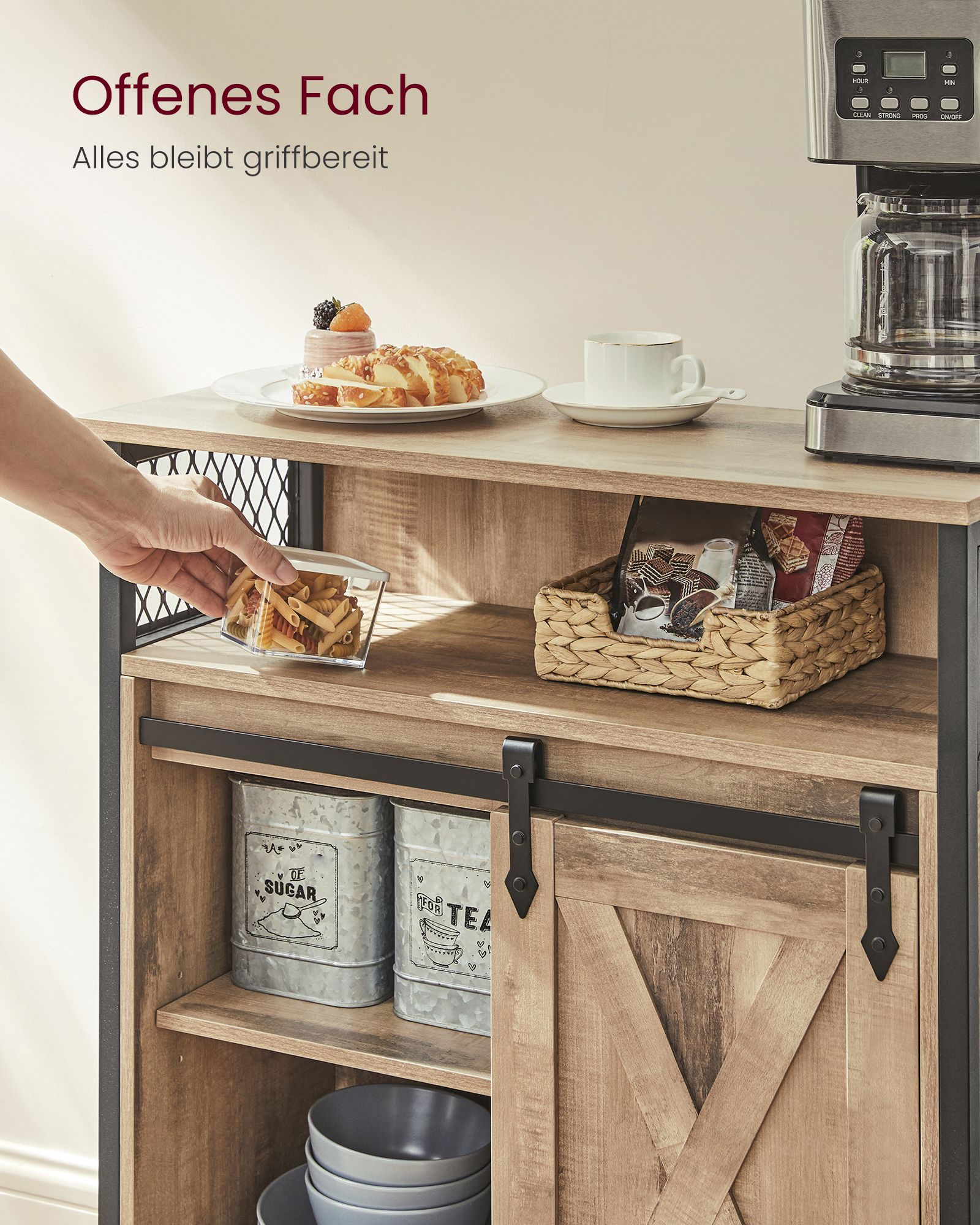 Sideboard with sliding door country style oak-brown-black - Image 5