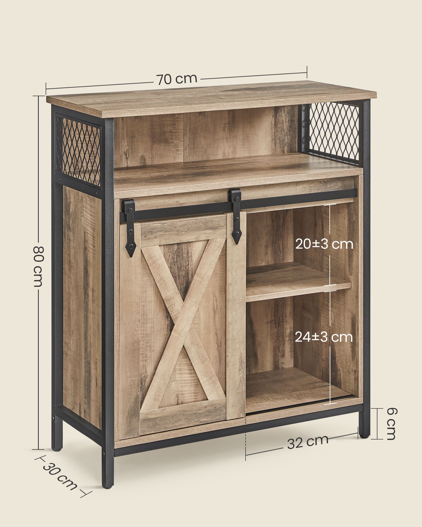 Sideboard with sliding door country style oak-brown-black - Image 6