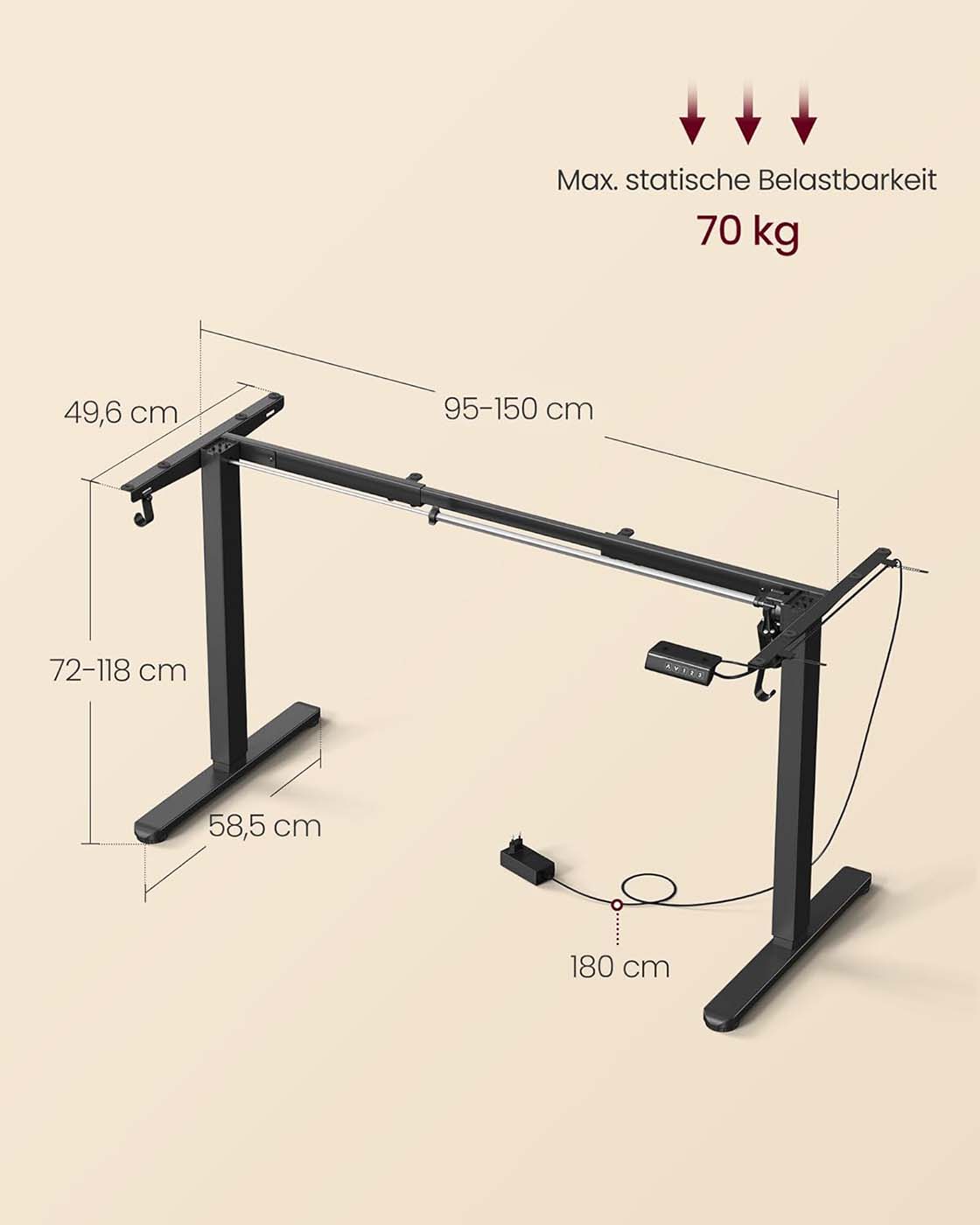 Electric height-adjustable desk without table top - Image 3