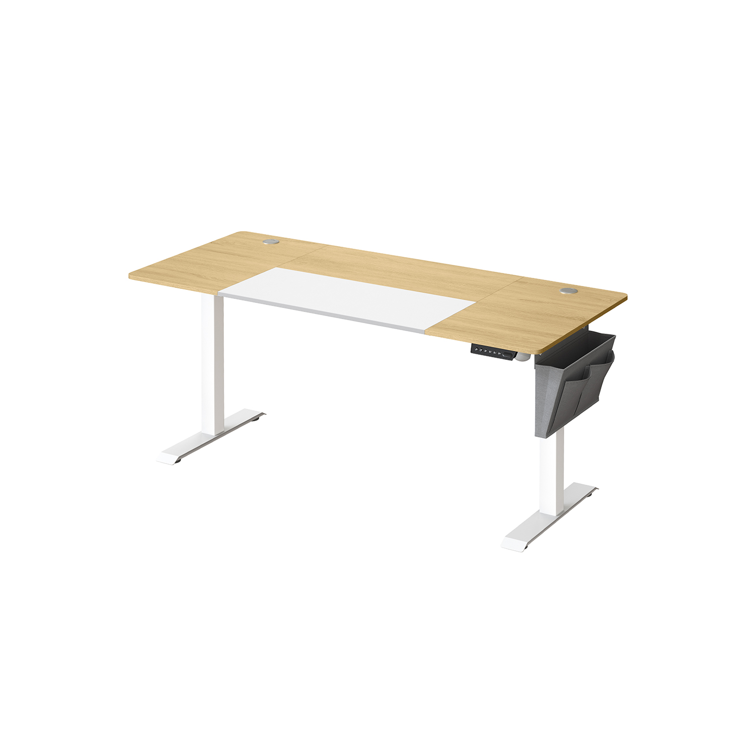 Height-adjustable desk electric pastel yellow-base white