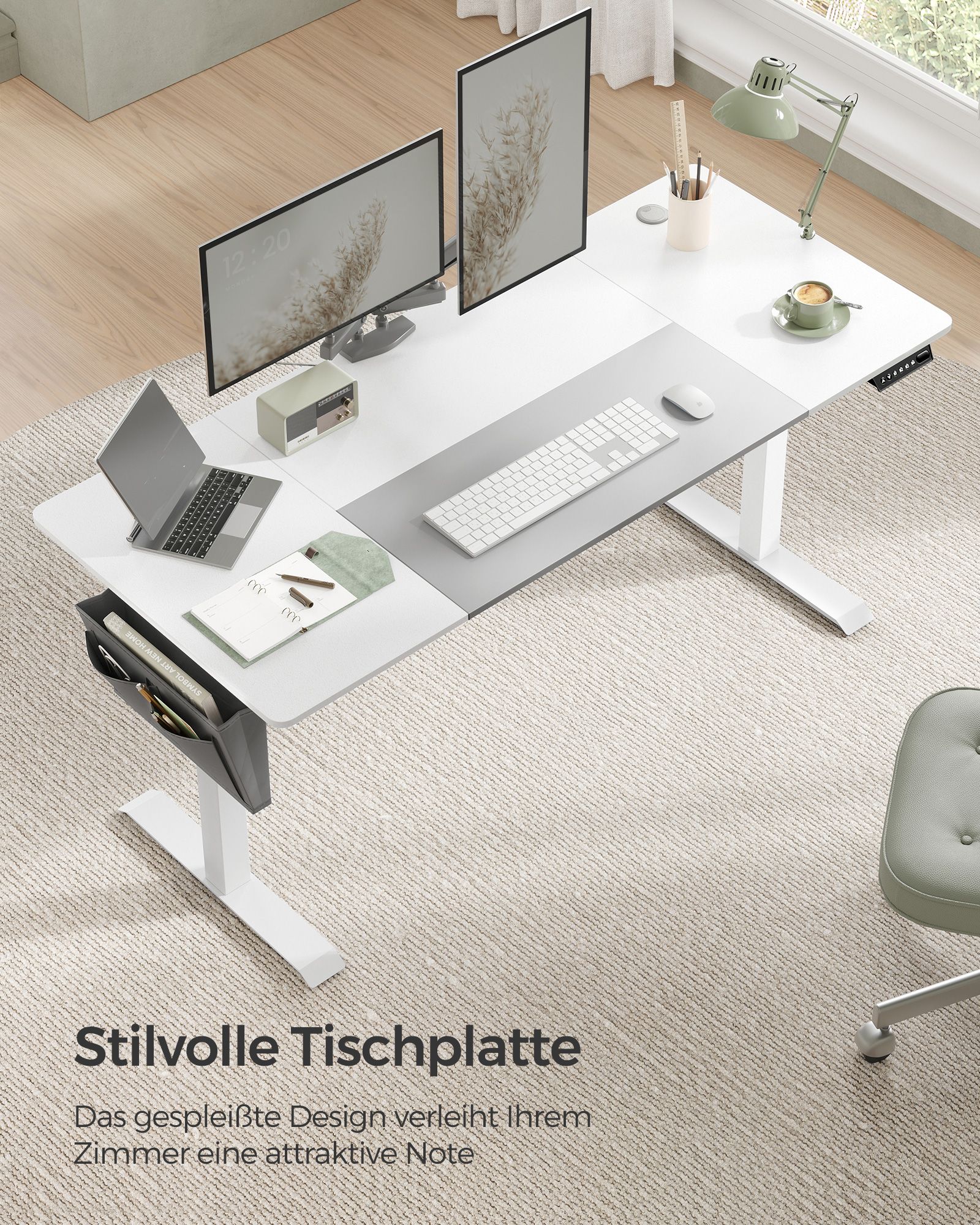 Højdejusterbart skrivebord electric basic white-dove grey - Billede 6
