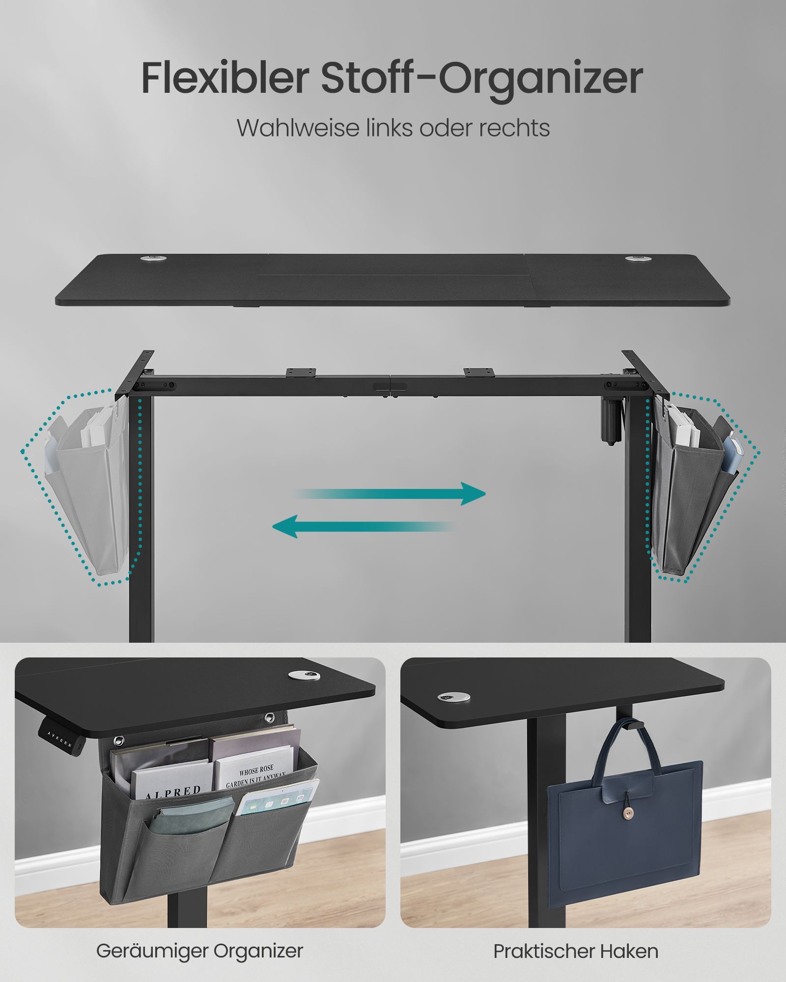 Height-adjustable electric desk 60 x 140 x (72-120) cm - Image 4