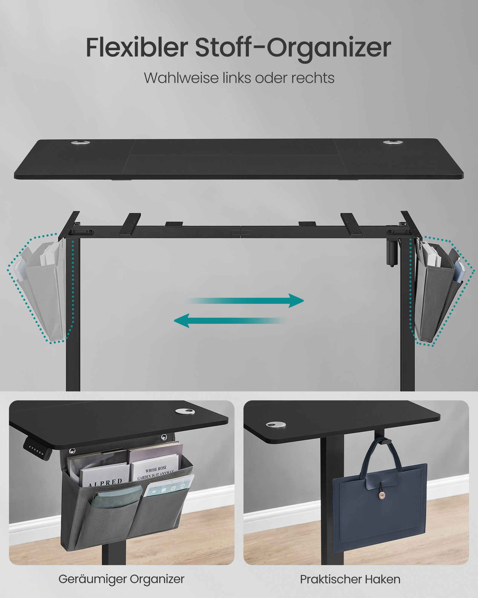 Height-adjustable electric desk 60 x 160 x (72-120) cm - Image 4