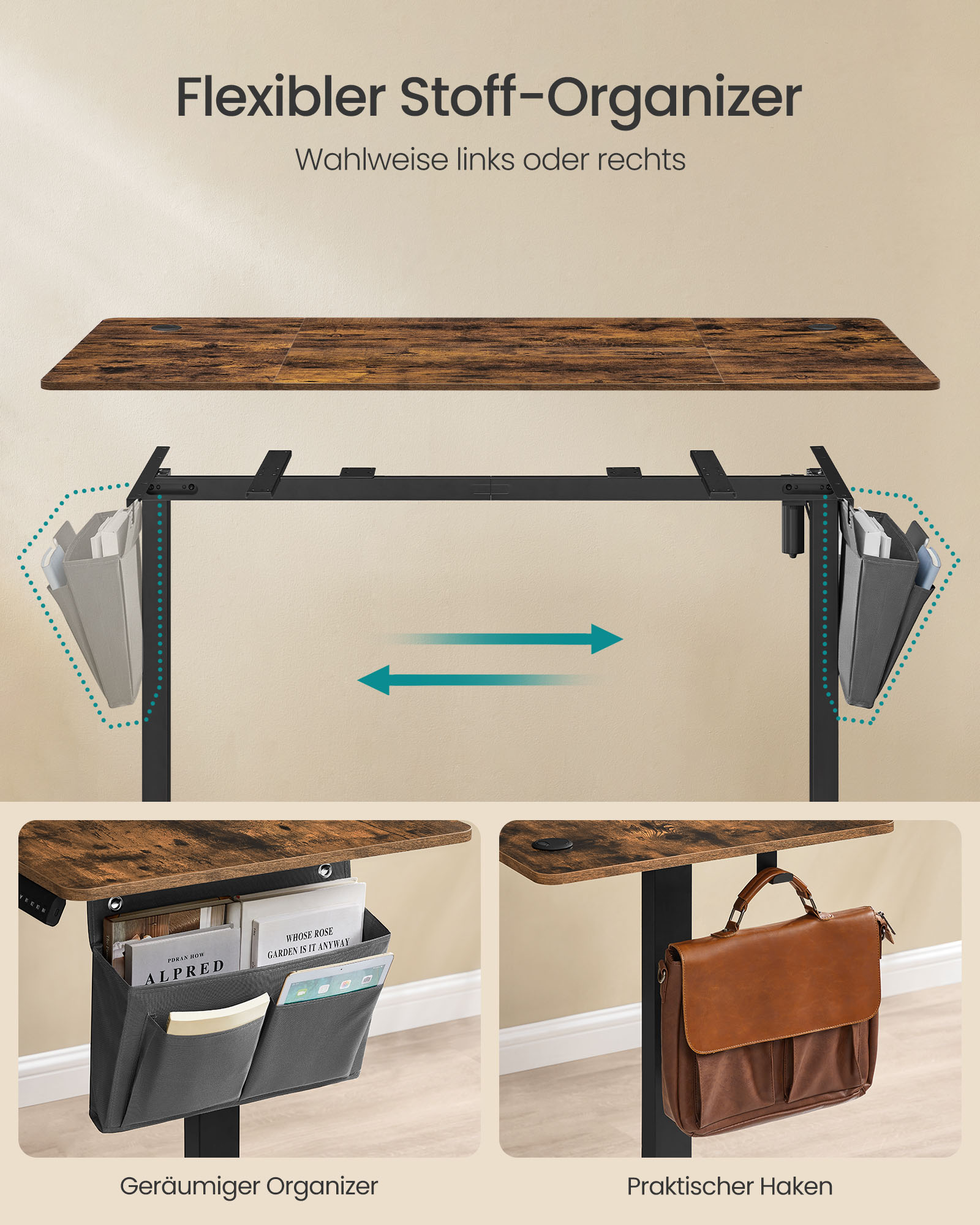 Height-adjustable electric desk 70 x 160 x (72-120) cm - Image 4