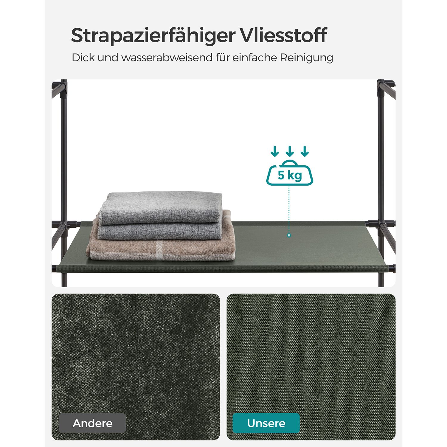 Stofgarderobe med bøjlestang salviegrøn - Billede 5