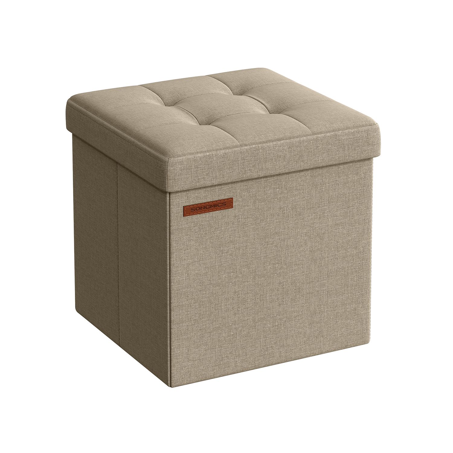 Folding stool with storage space 30 x 30 cm camel brown
