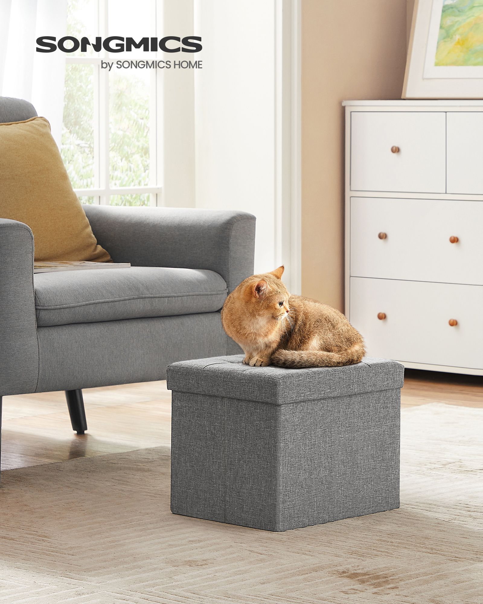 41 cm bench with storage space light grey - Image 2