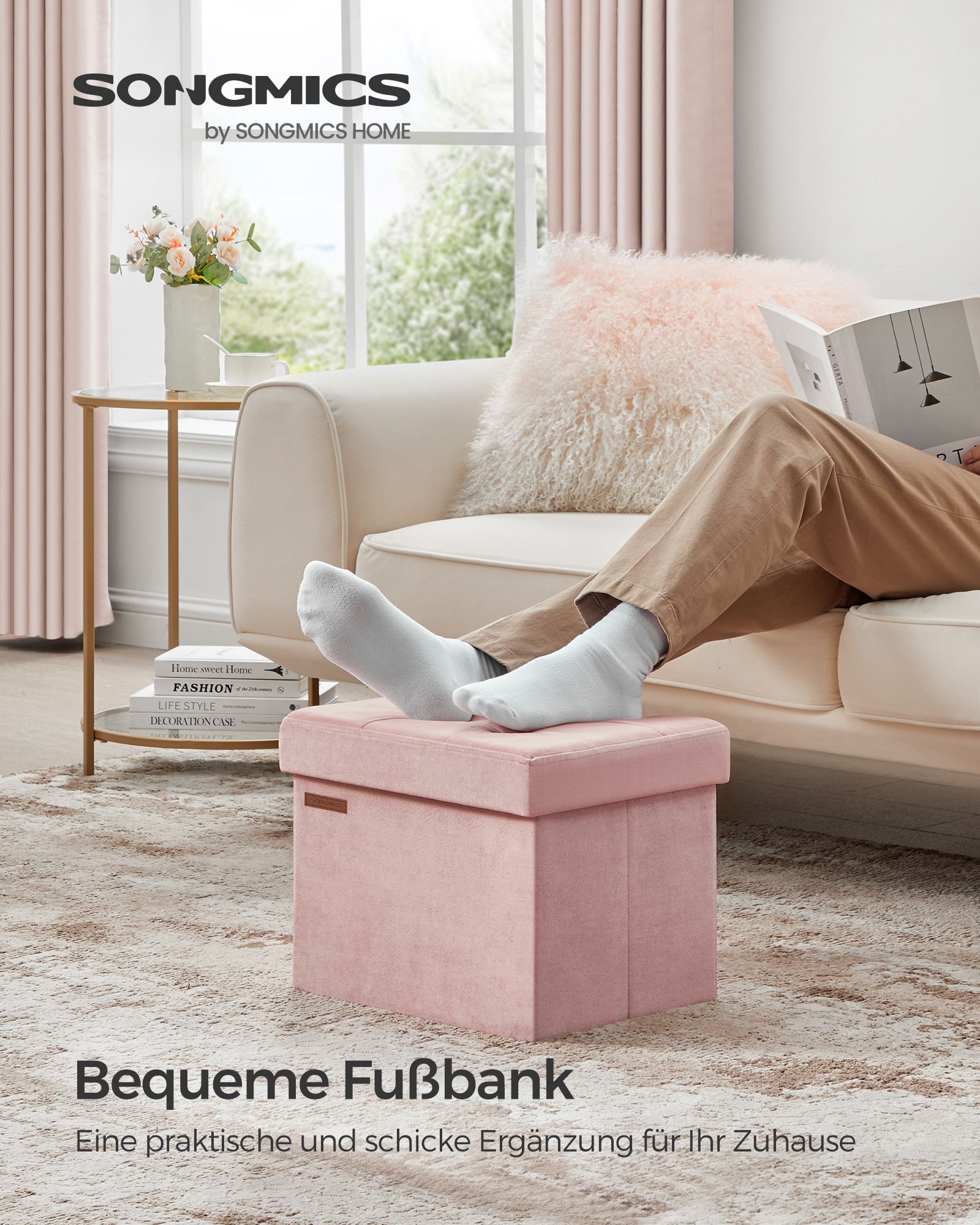 Storage box with lid can hold up to 130 kg pastel pink - Image 2
