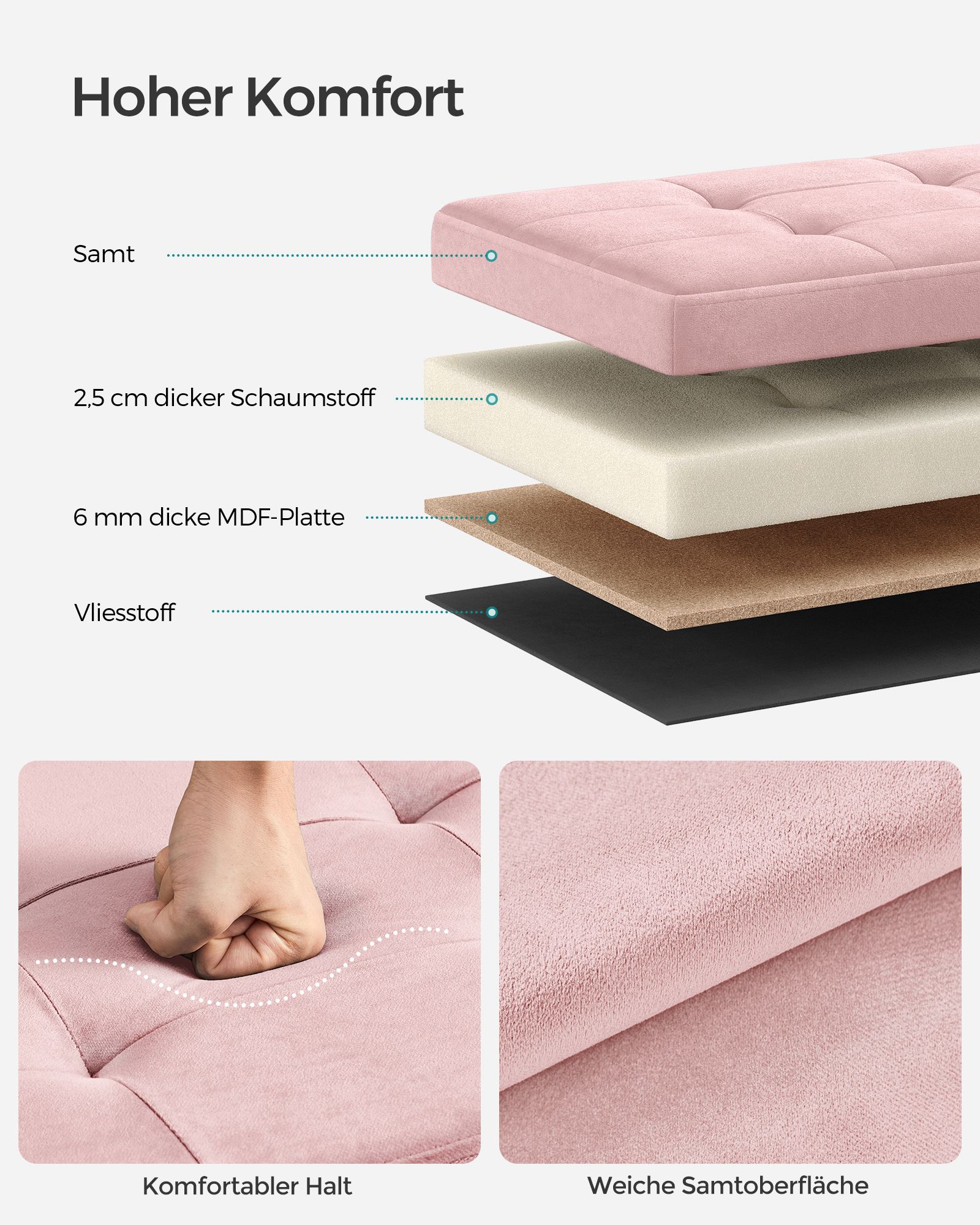 Storage box with lid can hold up to 130 kg pastel pink - Image 3