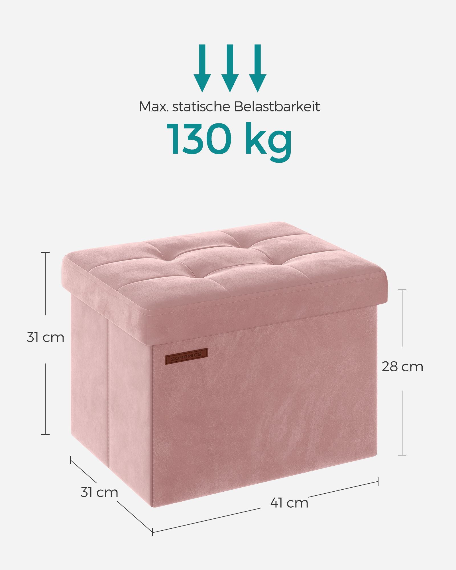 Storage box with lid can hold up to 130 kg pastel pink - Image 5