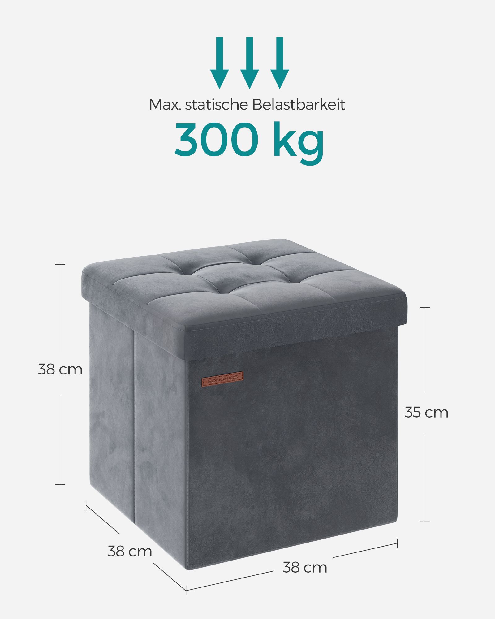 Bench with storage space in slate grey velvet - Image 5