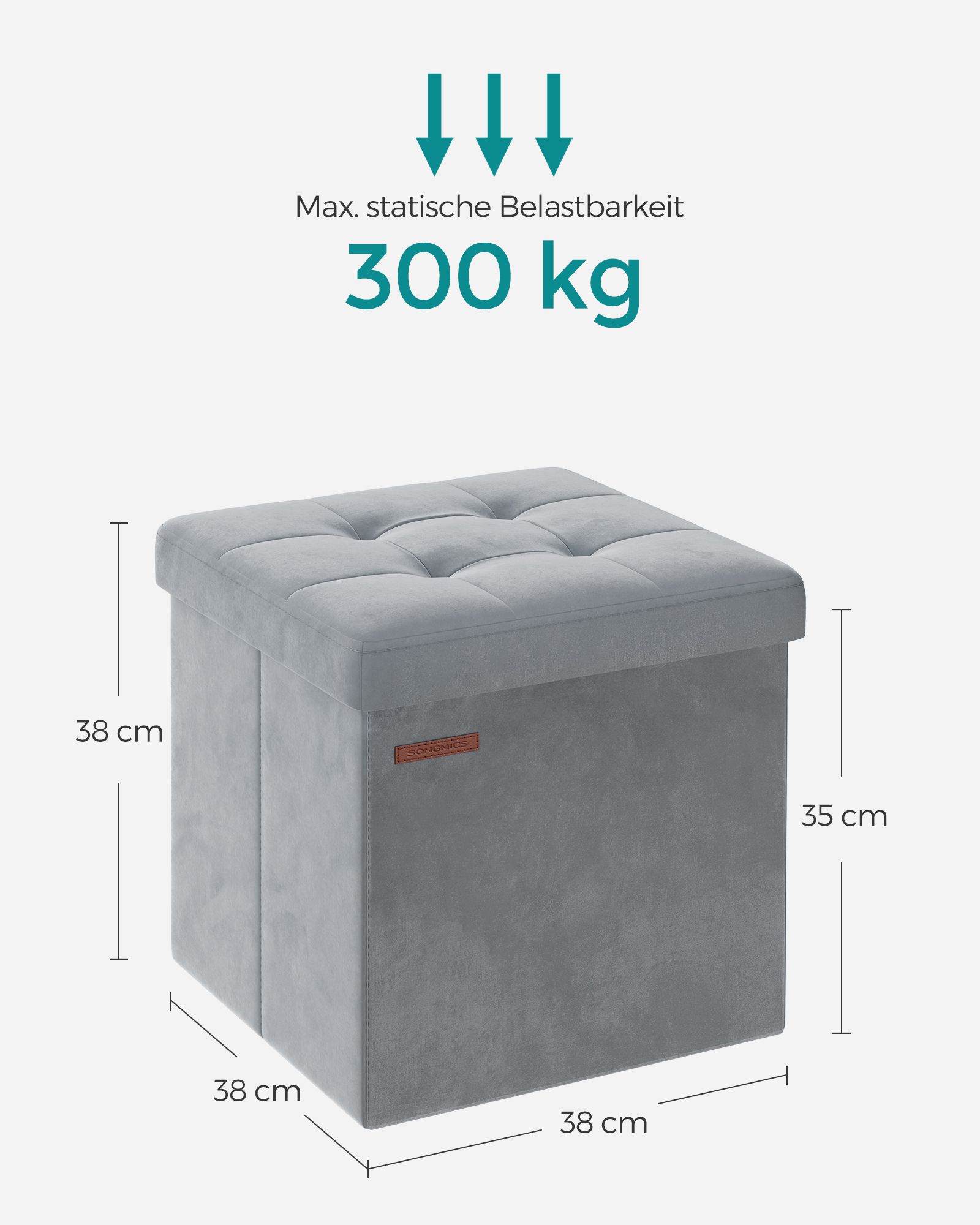 Folding seat chest with lid dove grey - Image 5
