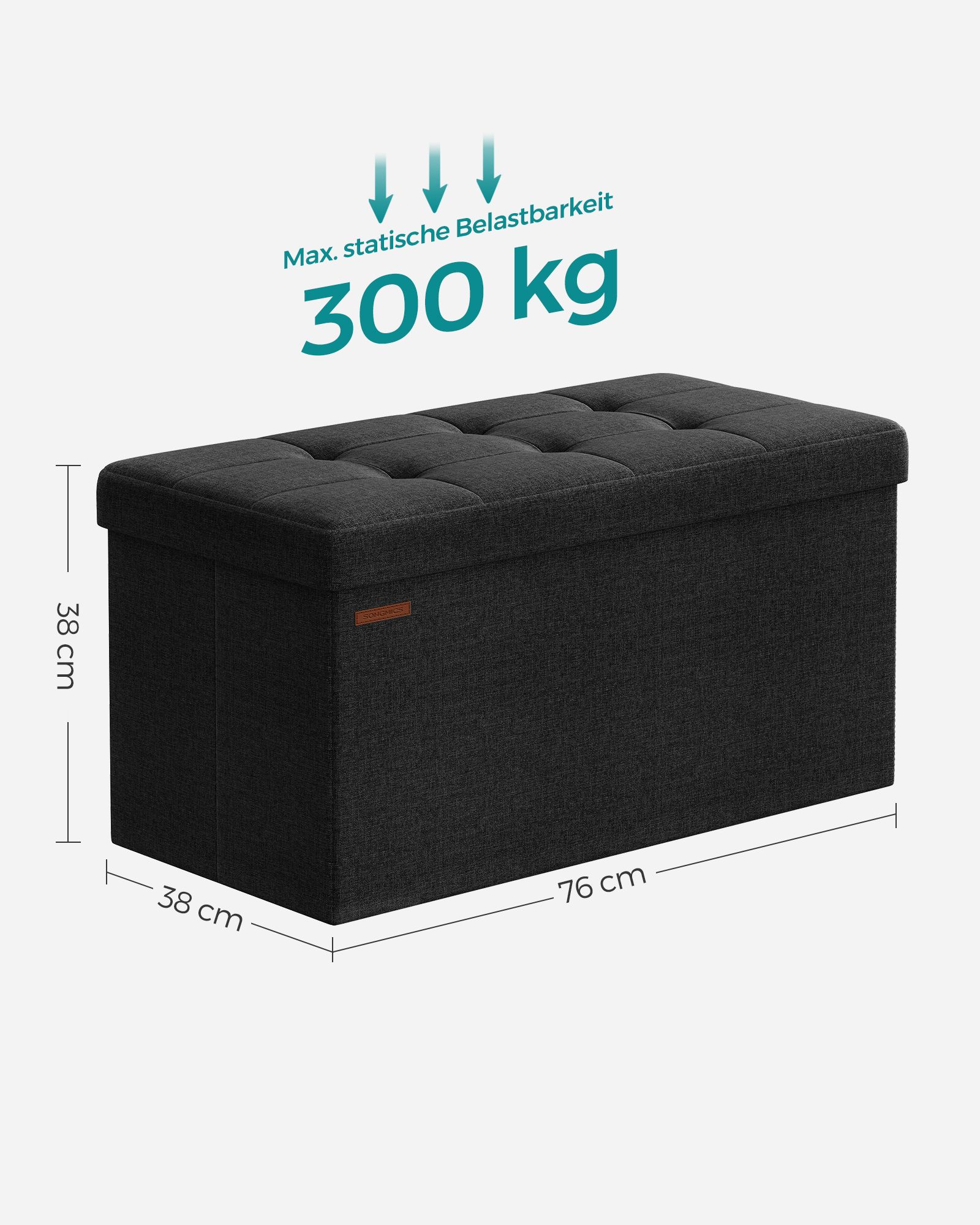 Klapbænk 76 cm med opbevaringsplads sort - Billede 5