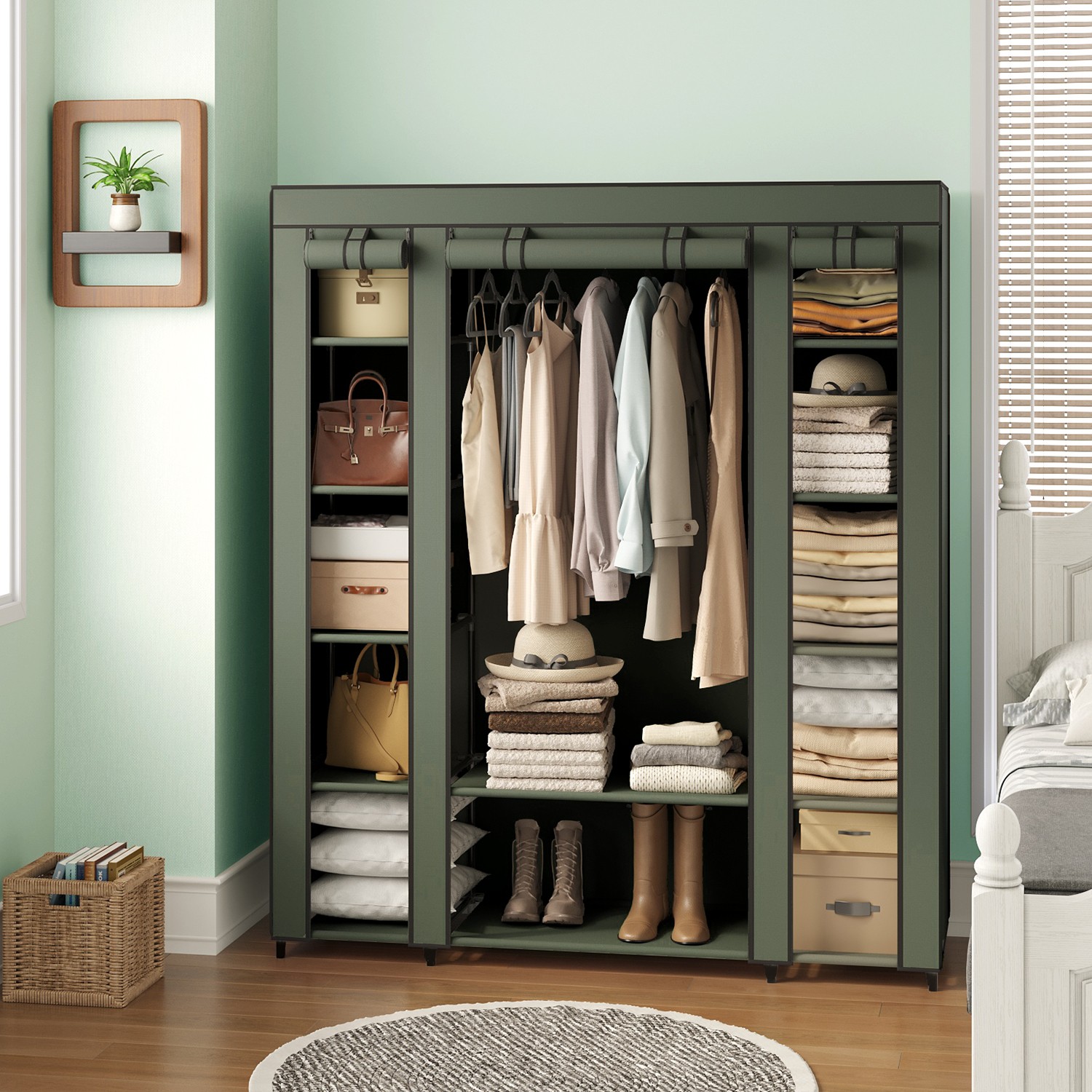 Wardrobe, fabric wardrobe, with fleece cover - Image 2