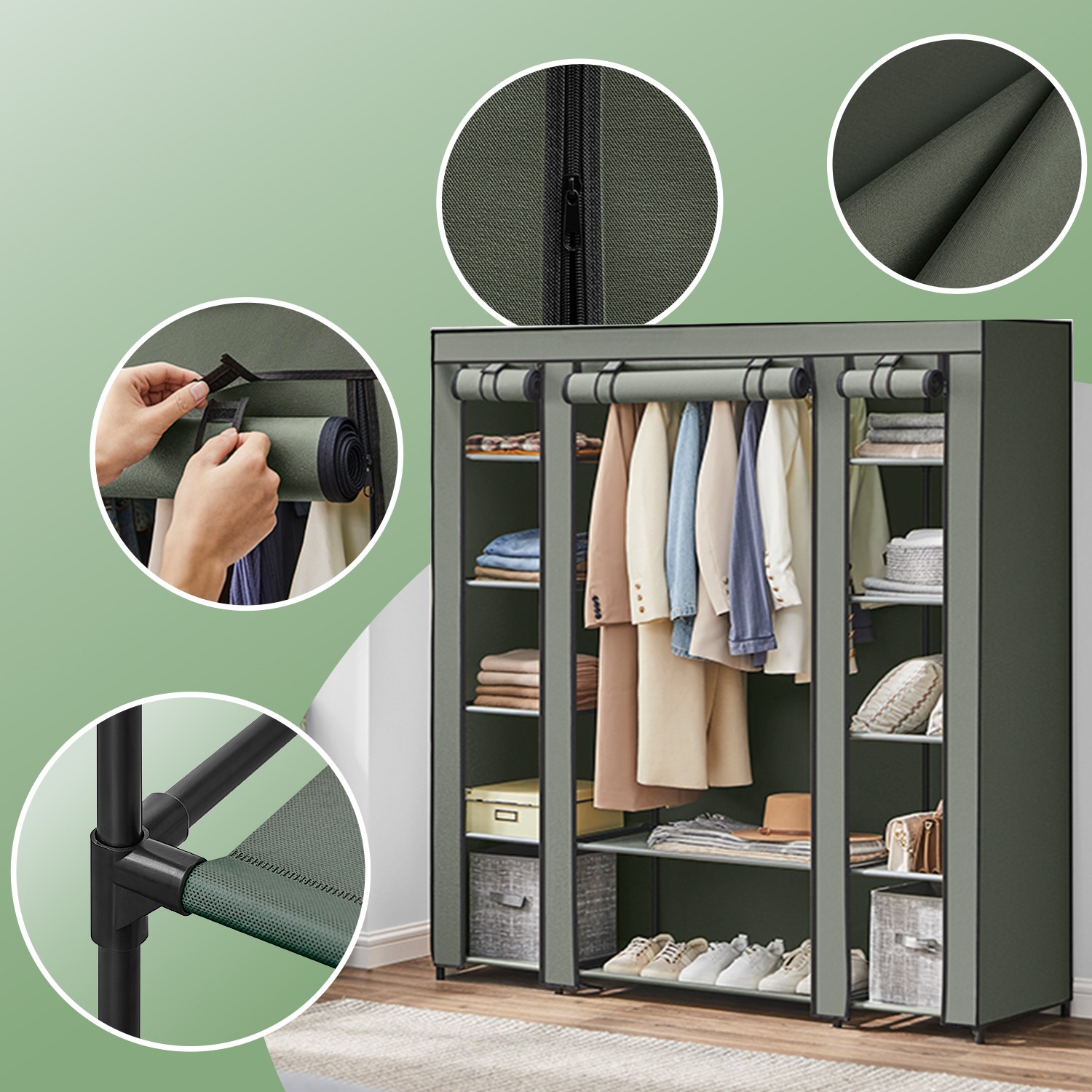 Wardrobe, fabric wardrobe, with fleece cover - Image 4