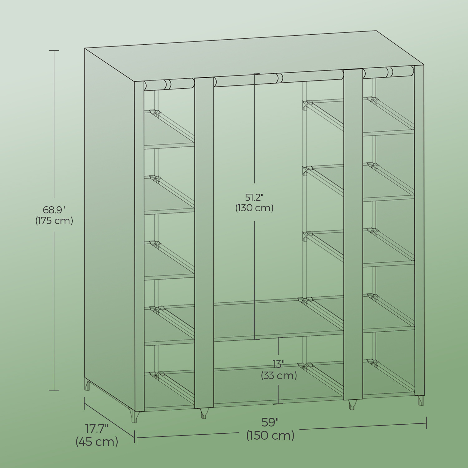 Wardrobe, fabric wardrobe, with fleece cover - Image 5