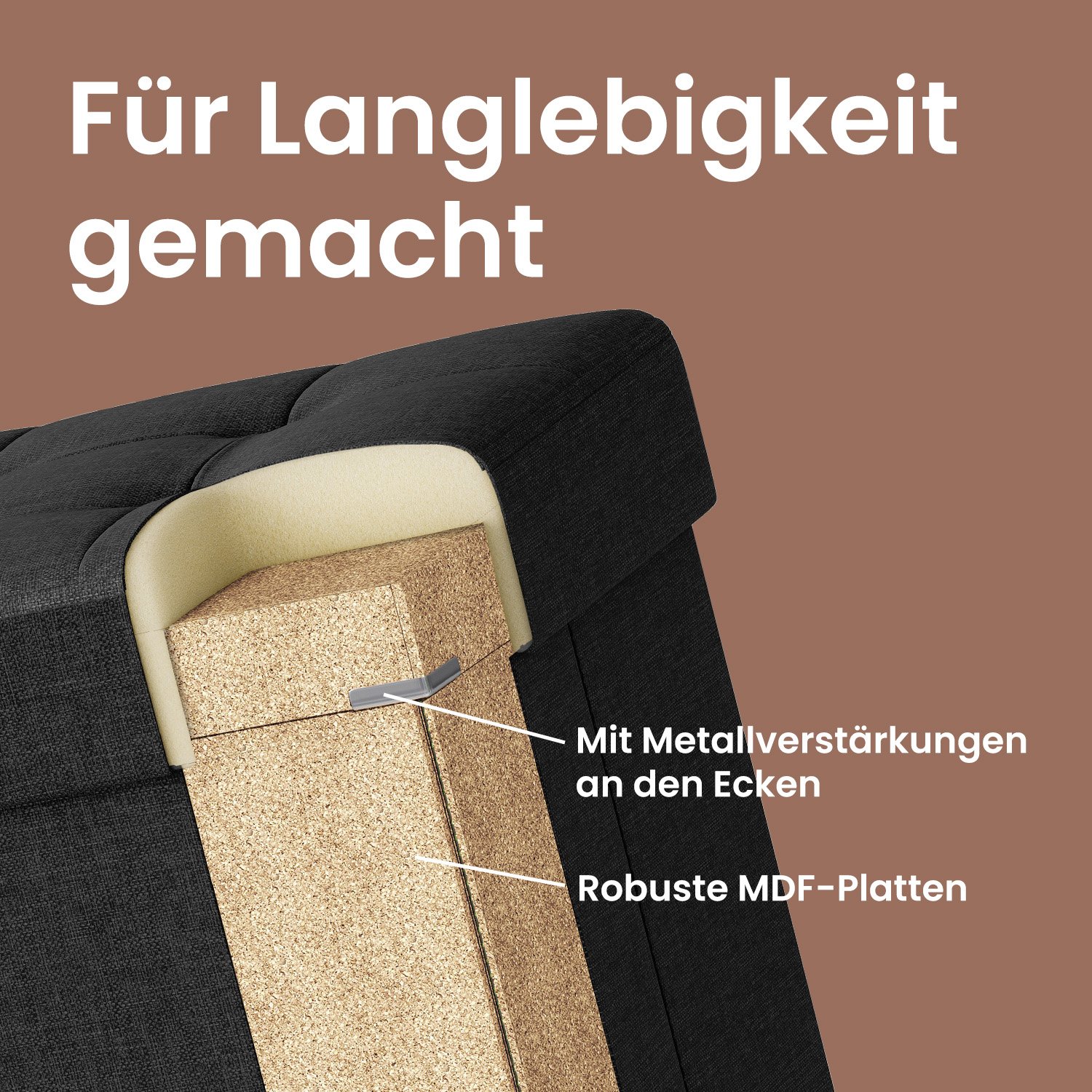 Stool with storage space, small folding bench, 38 x 38 x 40 cm - Image 5